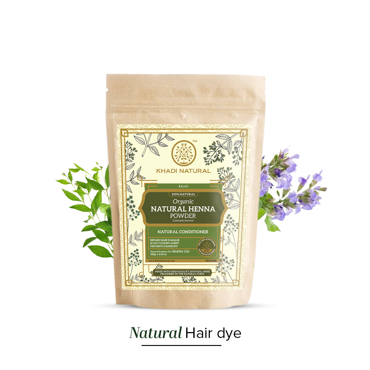 Khadi Natural Organic Natural Henna For Hair - 100% Natural - 100gm