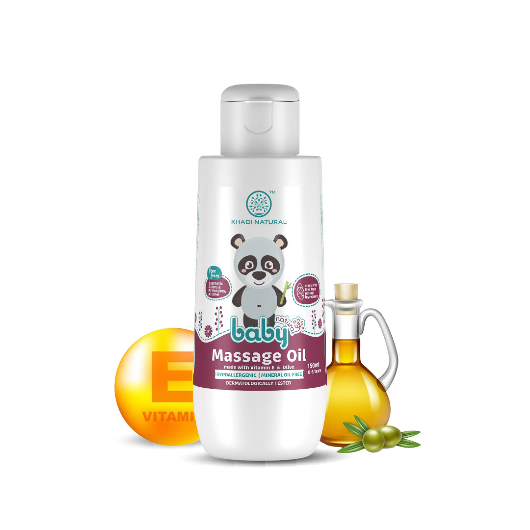 Khadi Natural Baby Massage Oil with Vitamin E and Olive, For Moisturizing Skin - 150ml