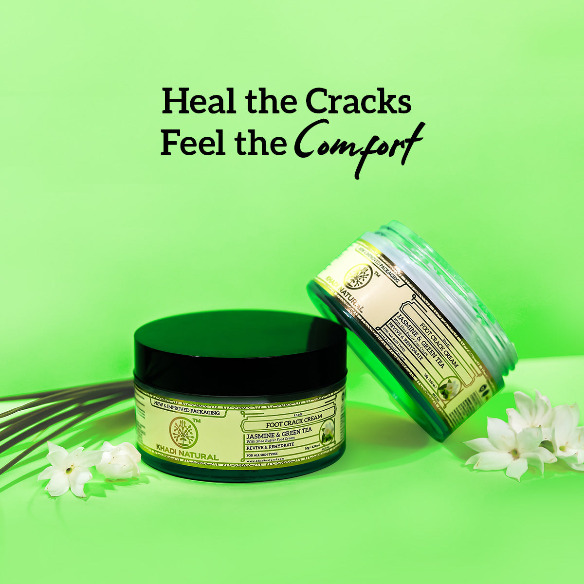 Khadi Natural Jasmine & Green Tea Herbal Foot Crack Cream with Sheabutter - 100gm