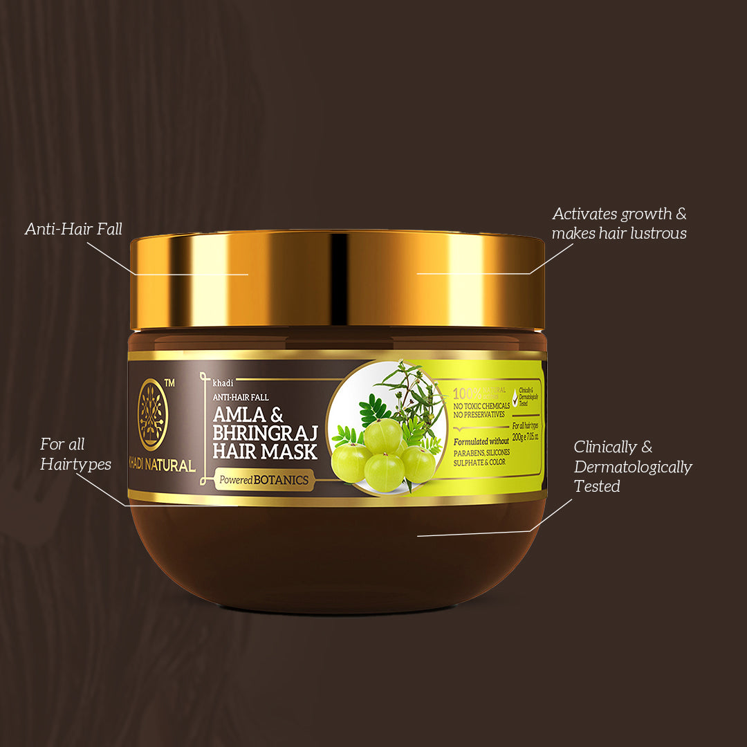 Khadi Natural Amla & Bhringraj Hair Mask - Parabens, Silicones, Sulphate & Color Free-200 g
