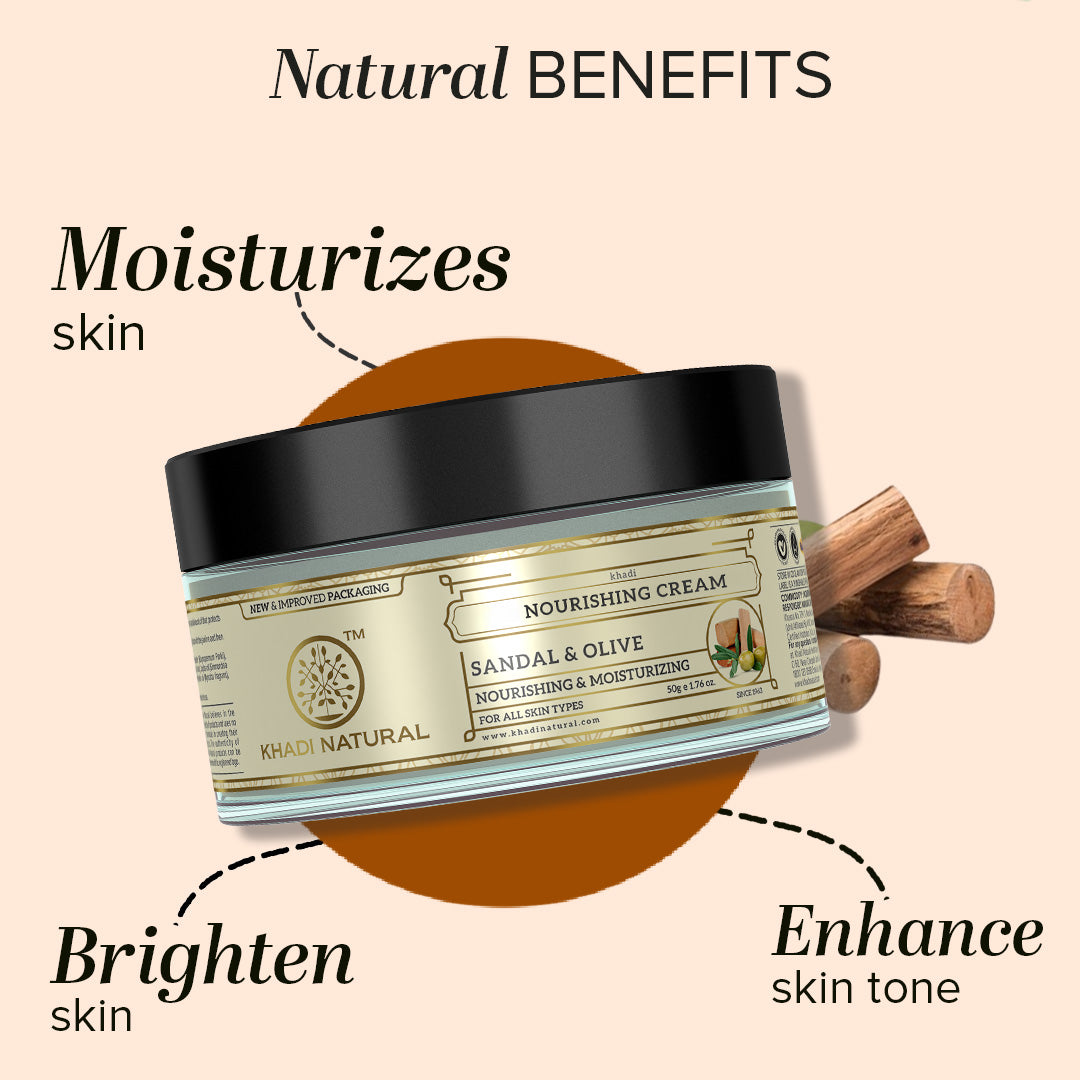 Khadi Natural Sandal & Olive Face Nourishing Cream with Sheabutter - 50gm