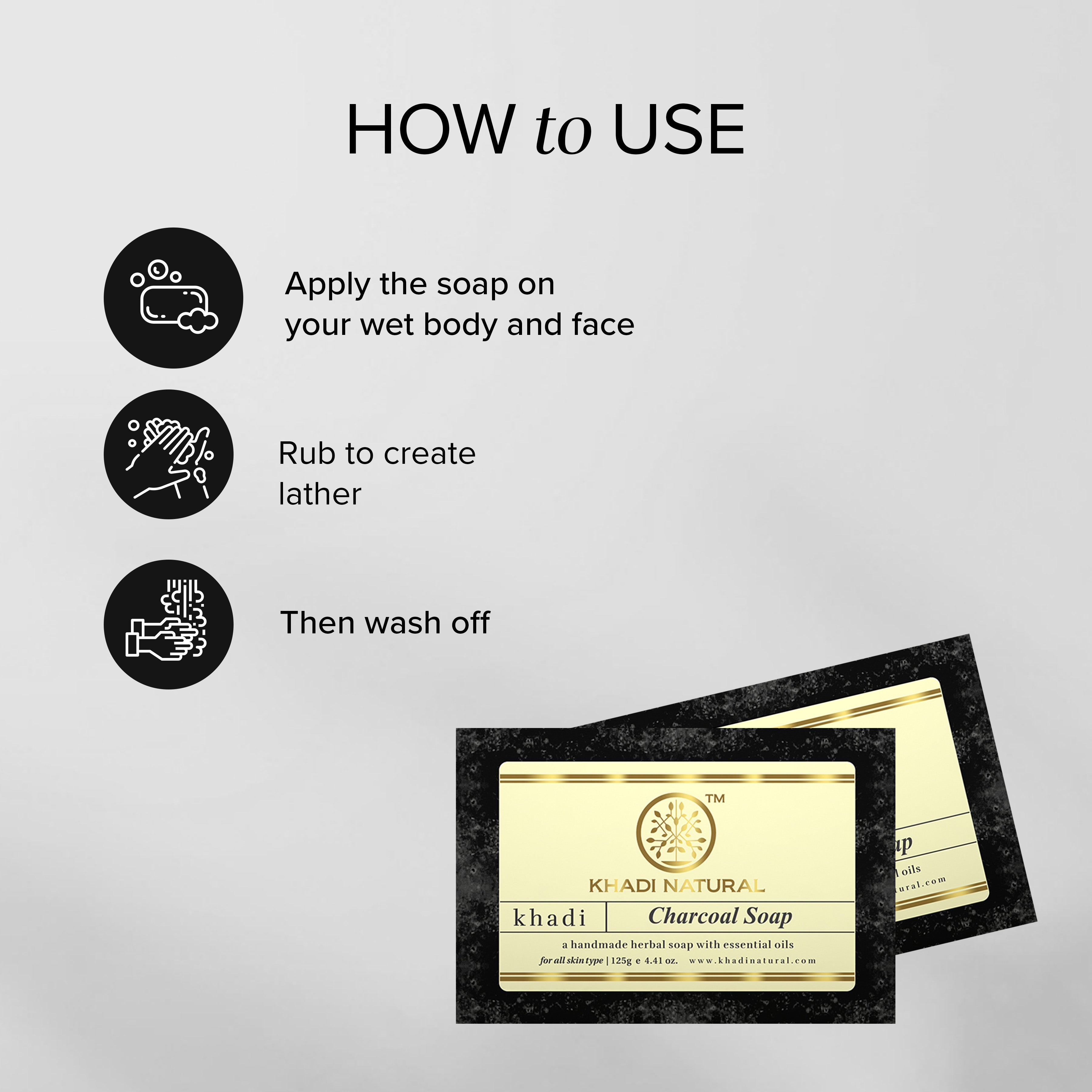 Khadi Natural Charcoal Soap Combo Pack Of 8 – 125gm Each