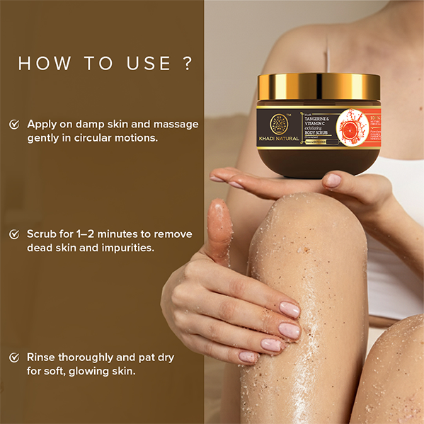 Khadi Natural Powered Botanics Tangerine & Vitamin C Exfoliating Body Scrub – 200gm