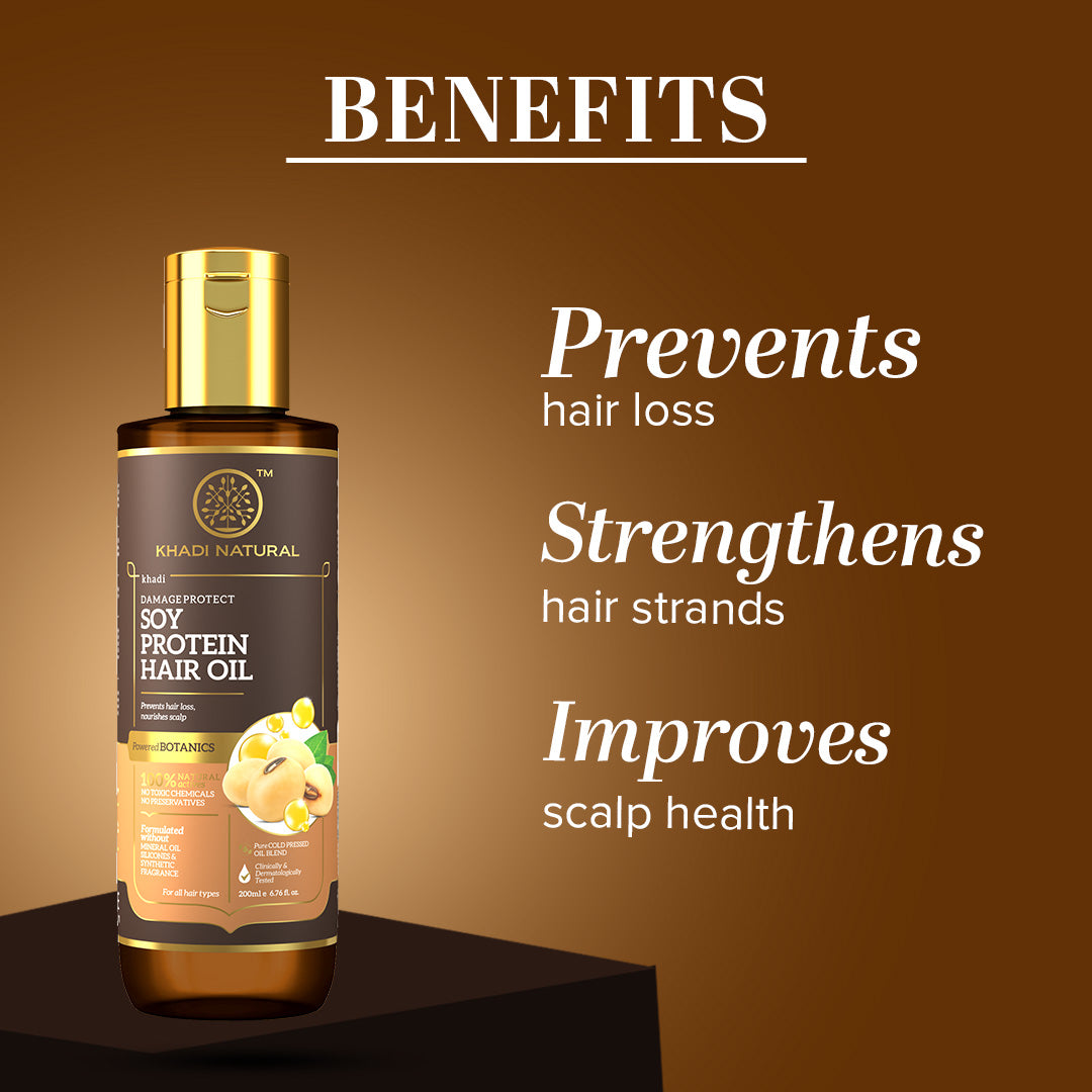 Khadi Natural Soy Protein Hair Oil - Powered Botanics - 200ml