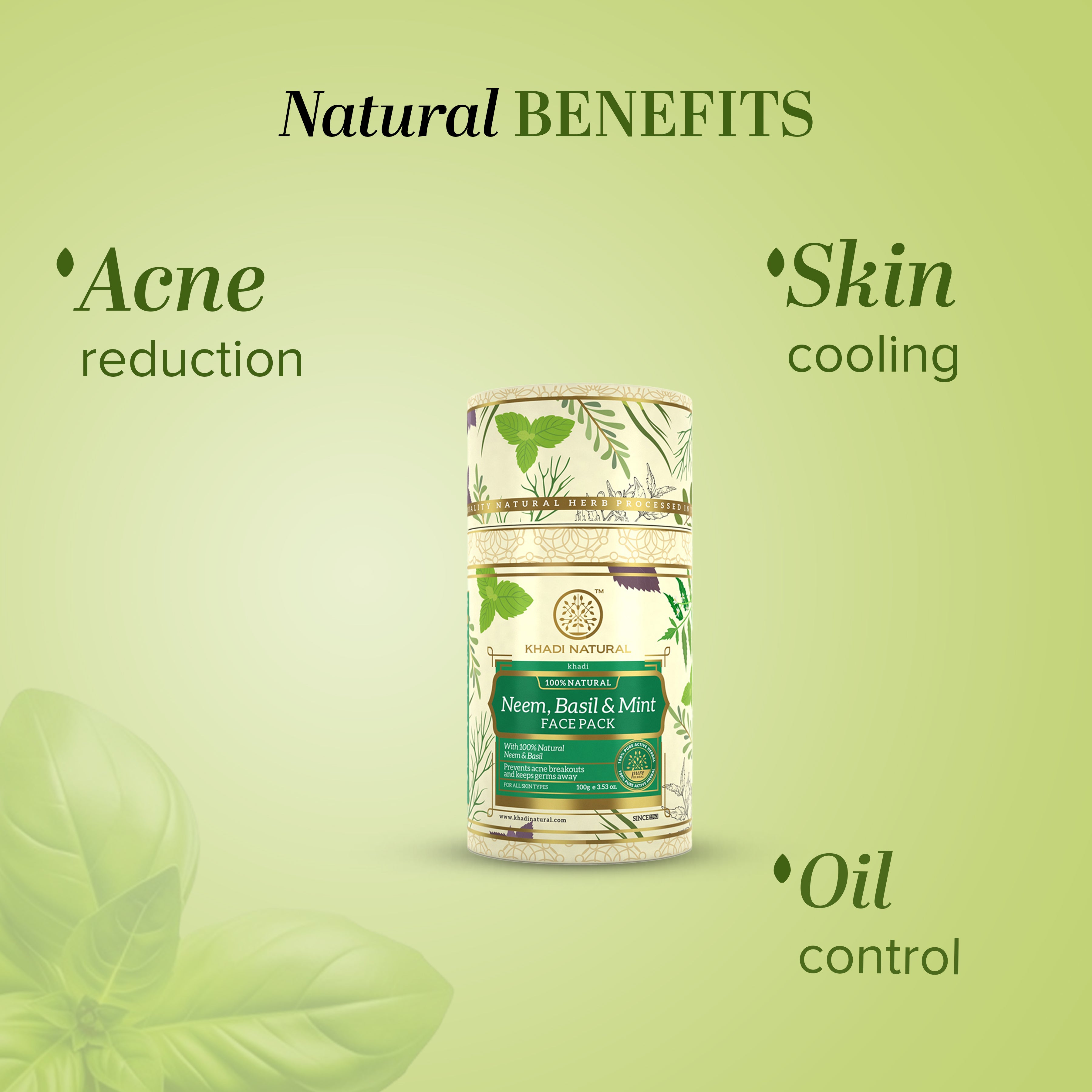 Khadi Natural Neem, Basil & Mint Face Pack - 100gm
