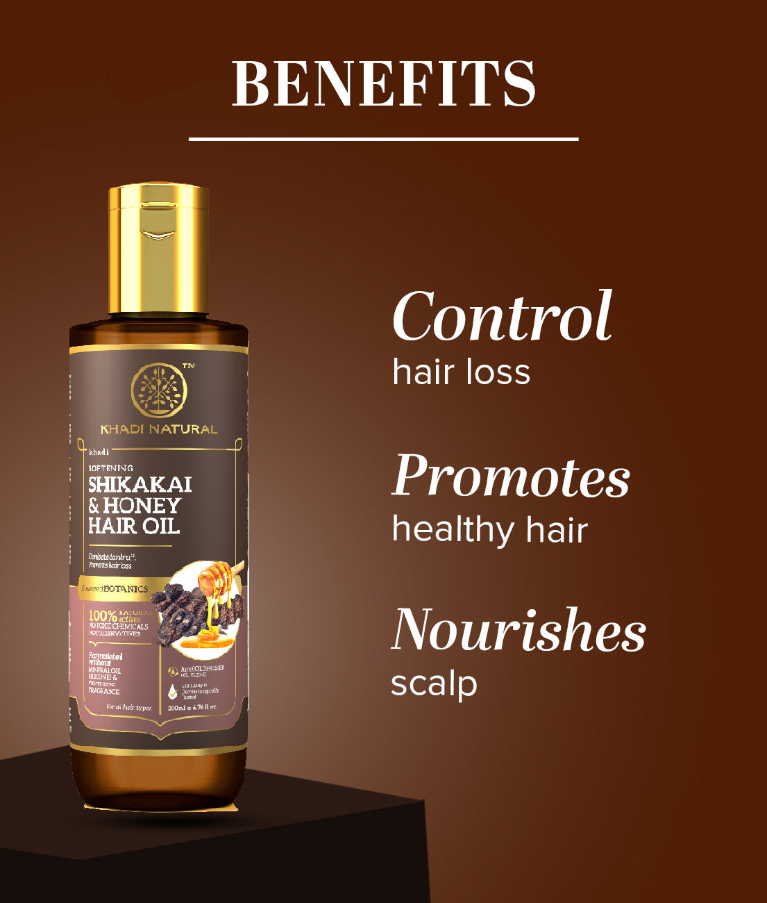 Khadi Natural Shikakai & Honey Hair Oil - Powered Botanics - 200ml