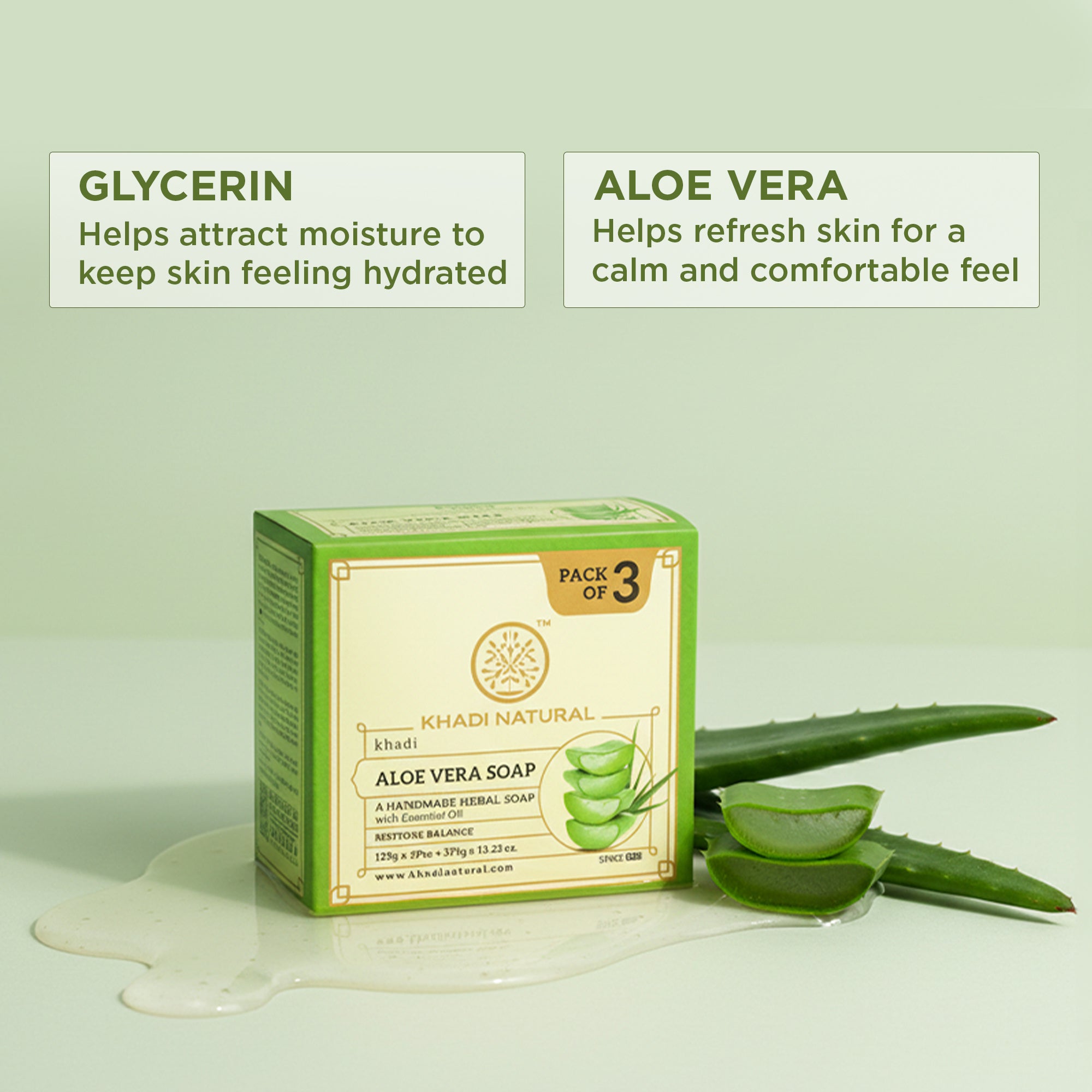 Khadi Natural Aloevera Soap Combo Pack Of 3 – 125gm Each