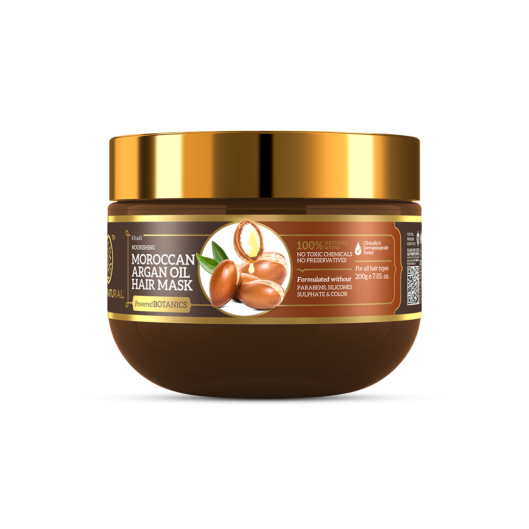 Khadi Natural Moroccan Argan Oil Hair Mask – SLS, Paraben & Color-Free - 200gm