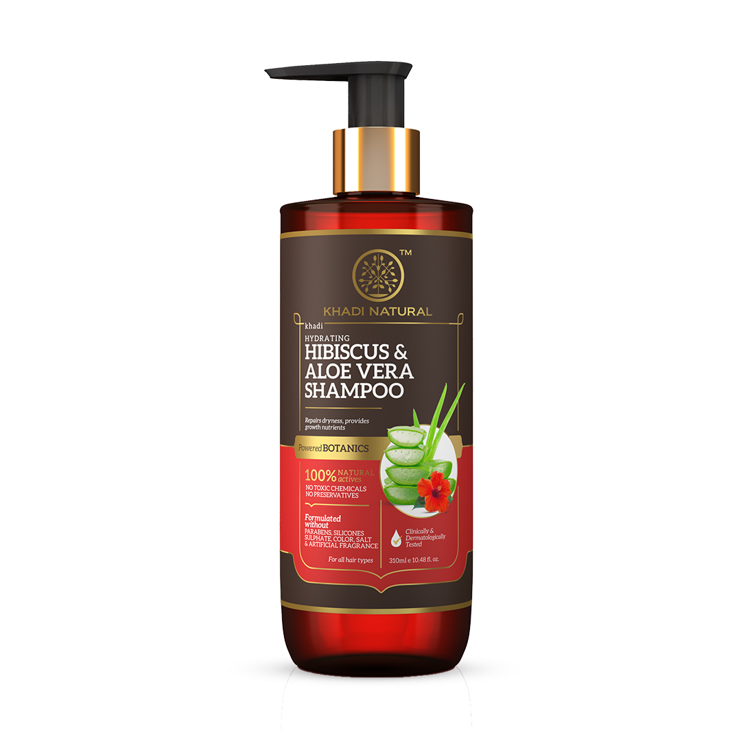 Khadi Natural Hibiscus & Aloe Vera Hair Cleanser - Parabens, Silicones, Sulphate, Color, Salt & Artificial Fragrance Free - 310ml