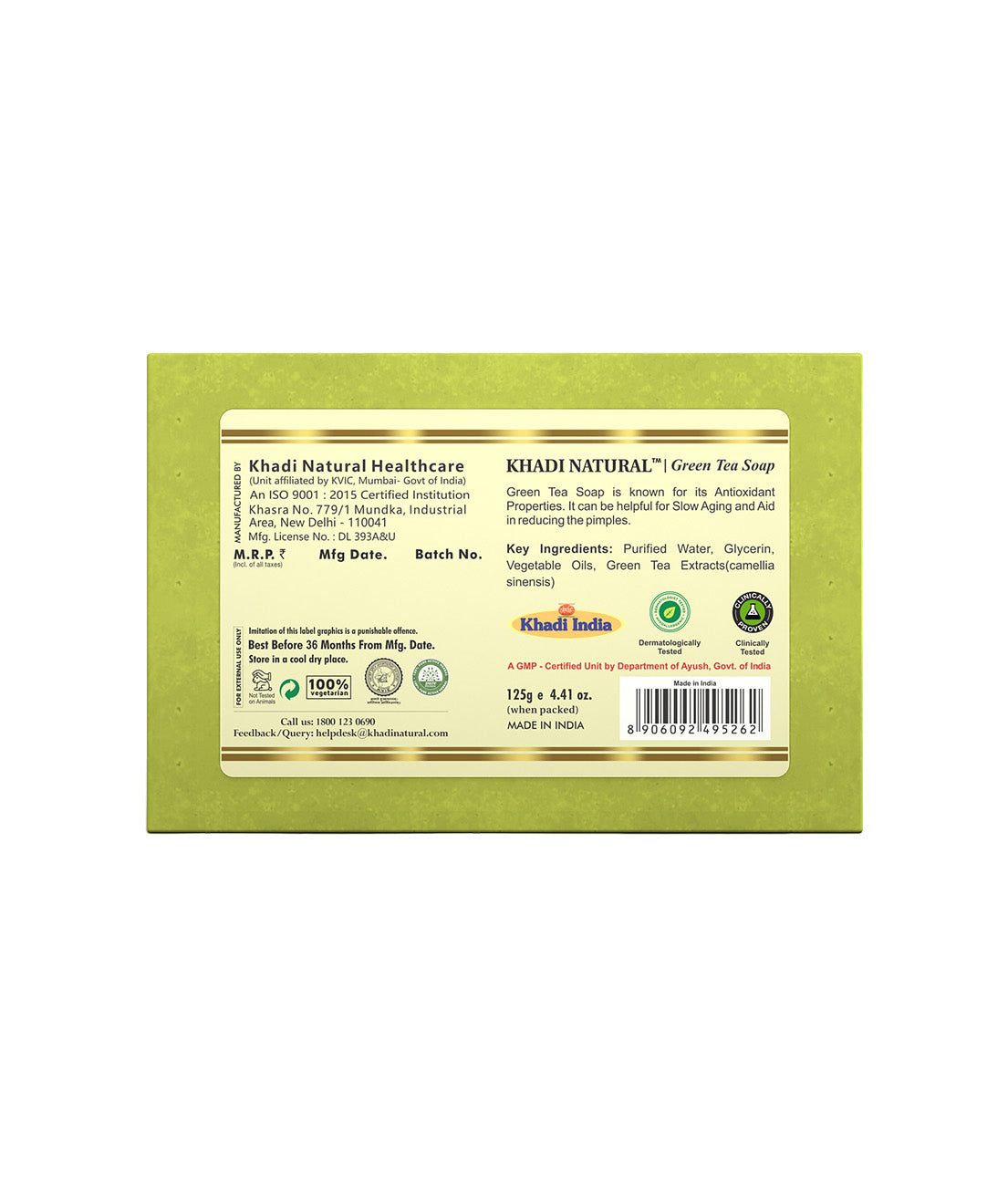 Khadi Natural Green Tea Soap - 125gm