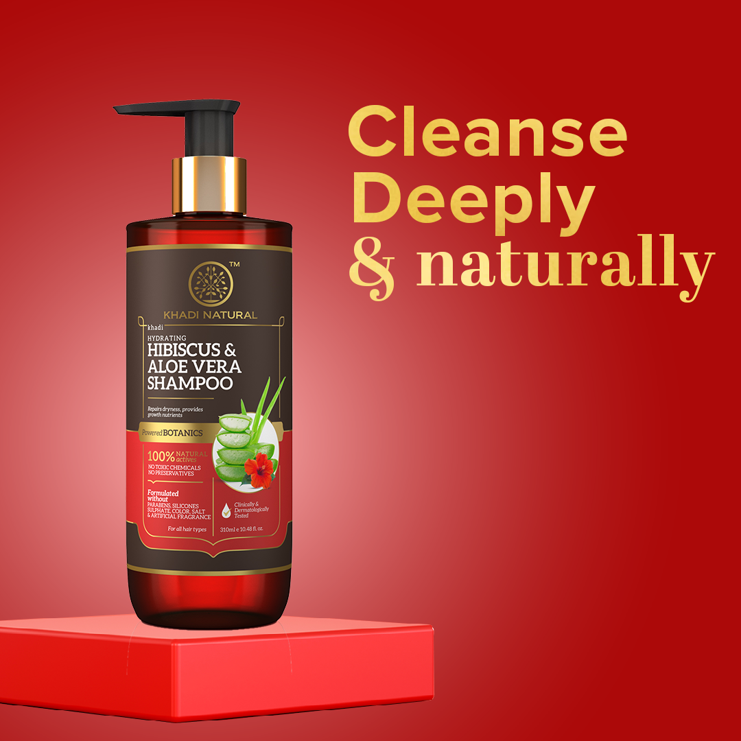 Khadi Natural Hibiscus & Aloe Vera Hair Cleanser - Parabens, Silicones, Sulphate, Color, Salt & Artificial Fragrance Free - 310ml