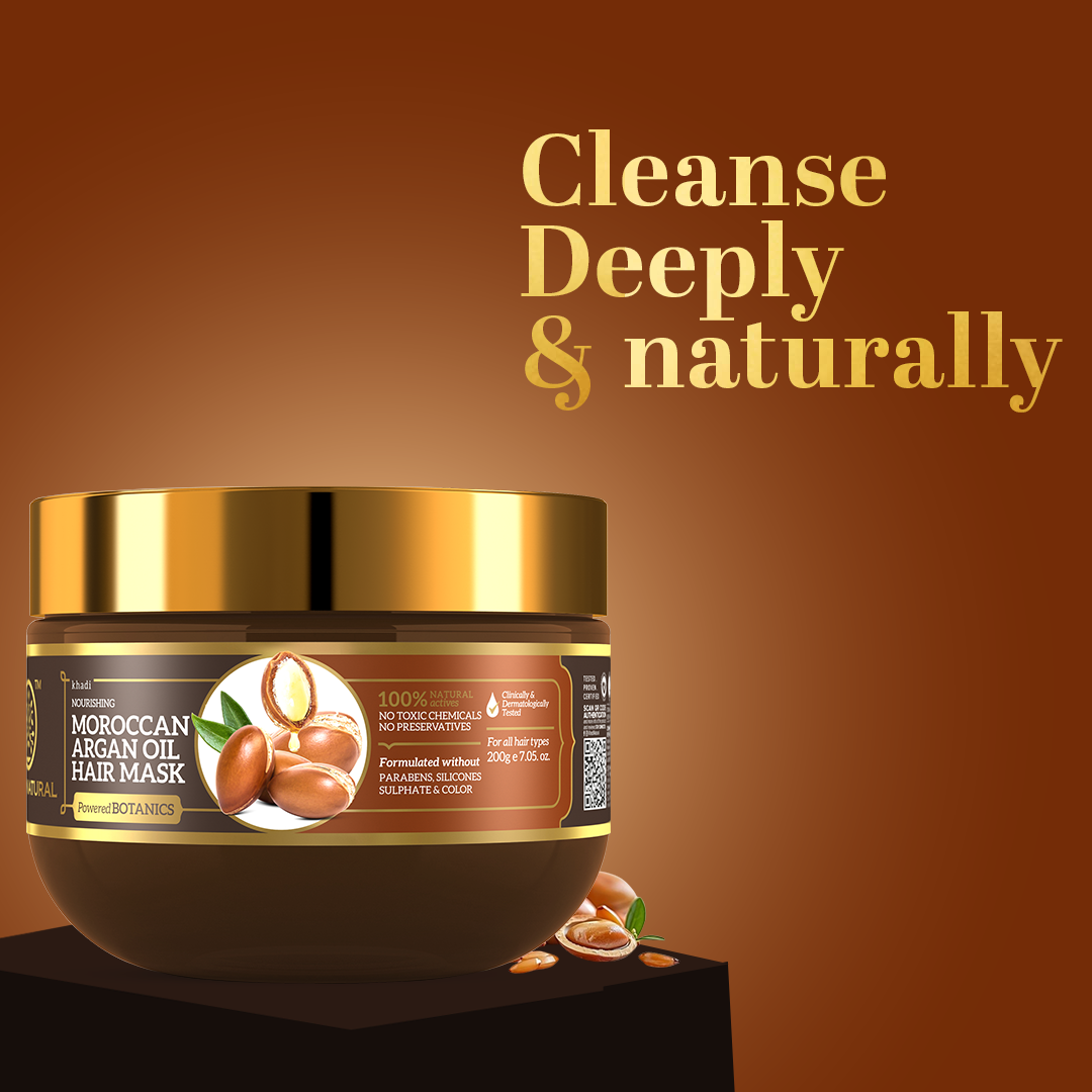 Khadi Natural Moroccan Argan Oil Hair Mask – SLS, Paraben & Color-Free - 200gm