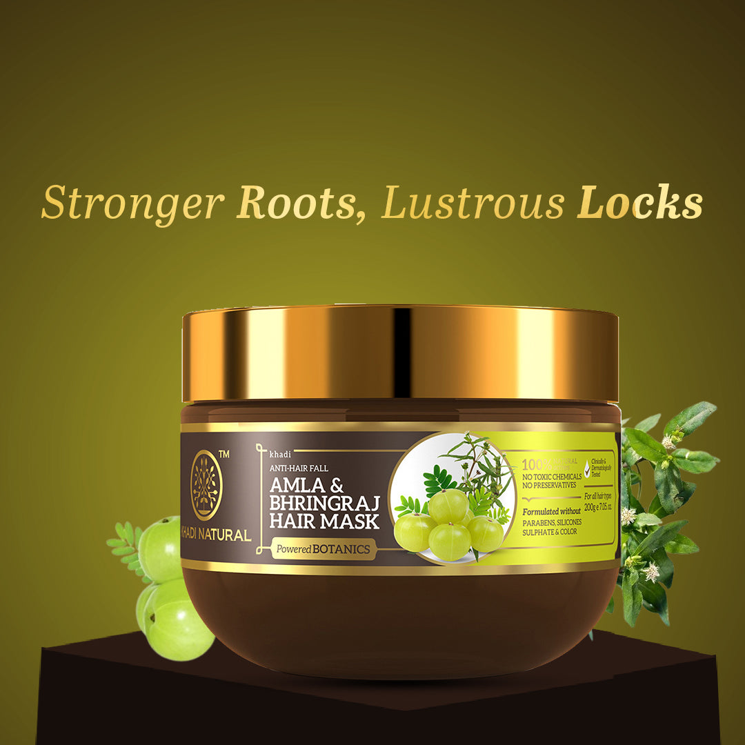 Khadi Natural Amla & Bhringraj Hair Mask - SLS, Parabens & Color Free - 200gm