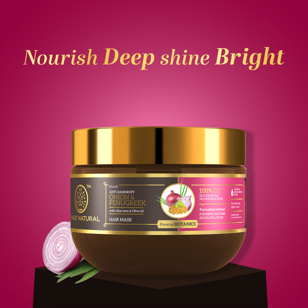 Khadi Natural Onion & Fenugreek Hair Mask – SLS, Paraben & Color Free - 200gm