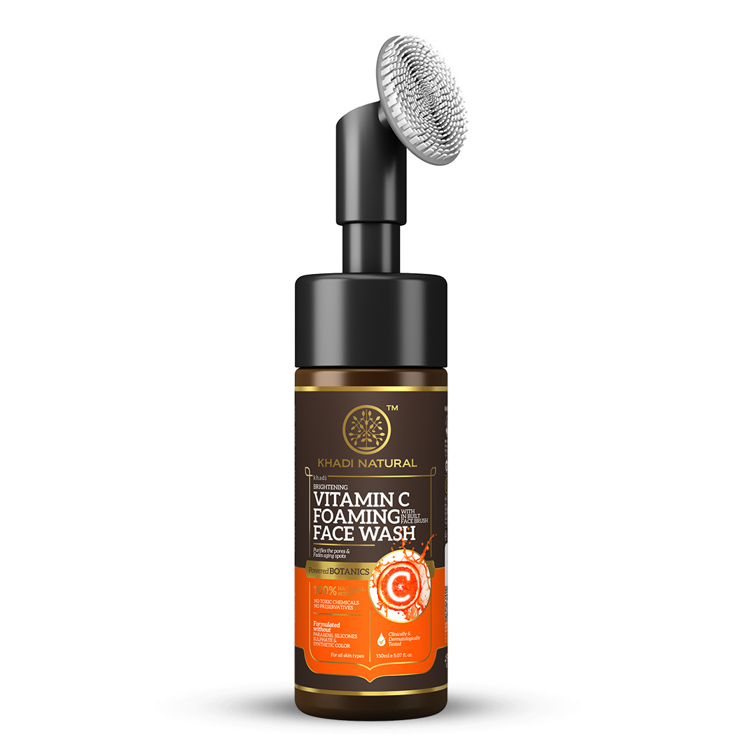 Khadi Natural Vitamin C Foaming Face Wash Within - Built Face Brush - 150ml