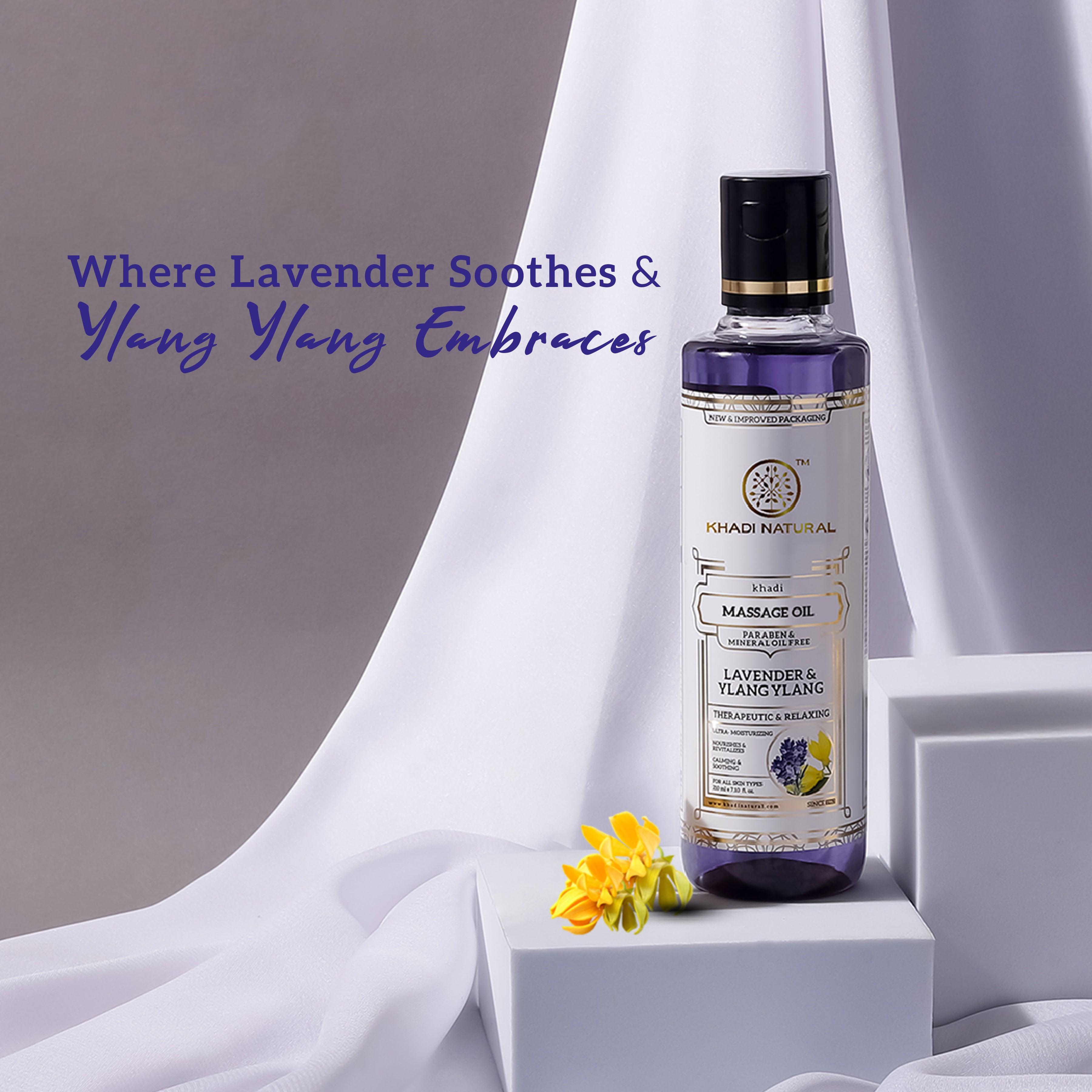 Khadi Natural Lavender & Ylang Ylang Massage Oil Paraben Mineral Oil Free - 210ml