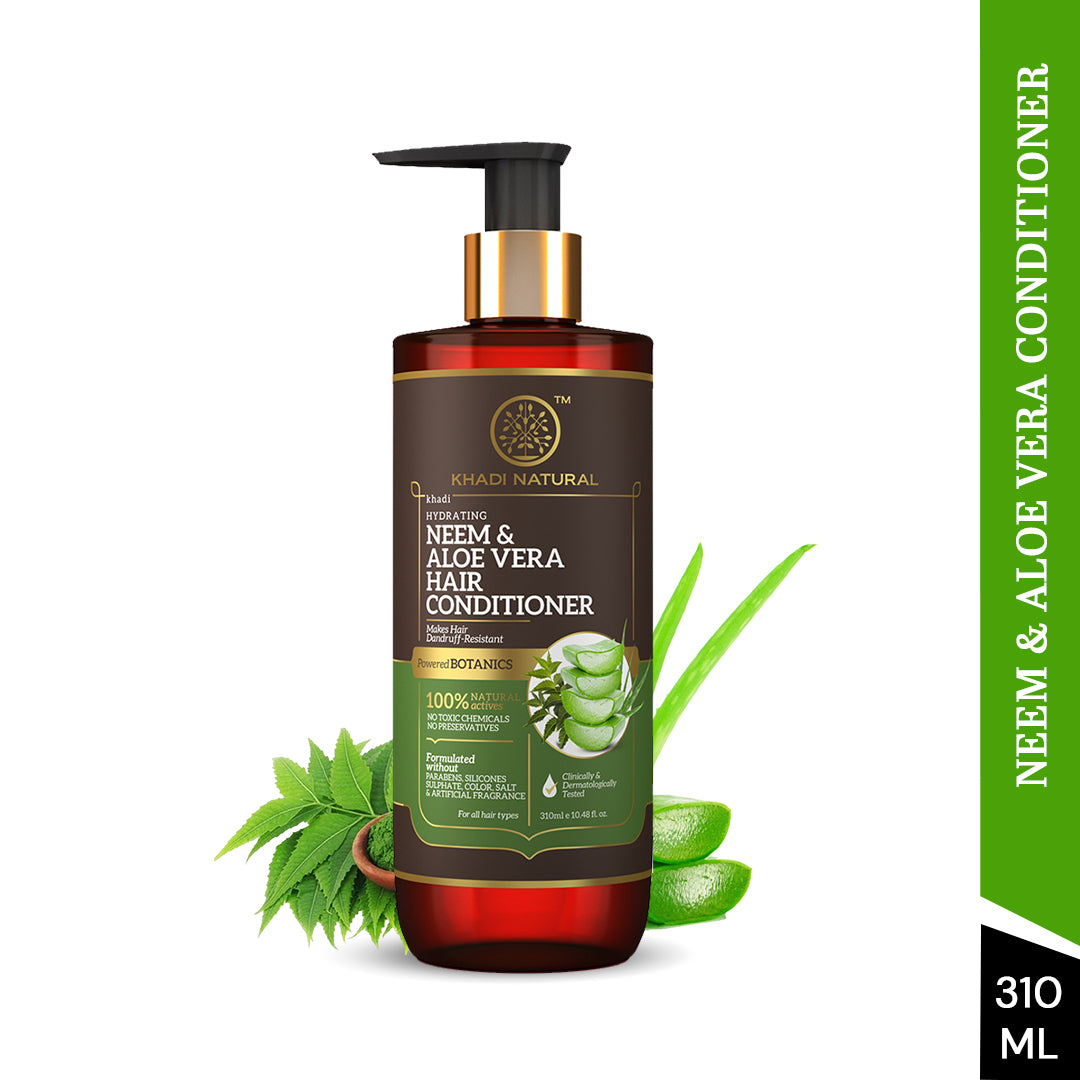 Khadi Natural Neem & Aloe Vera Hair Conditioner - Paraben, Silicones, Sulphate, Color, Salt & Artificial Fragrance Free - 310ml