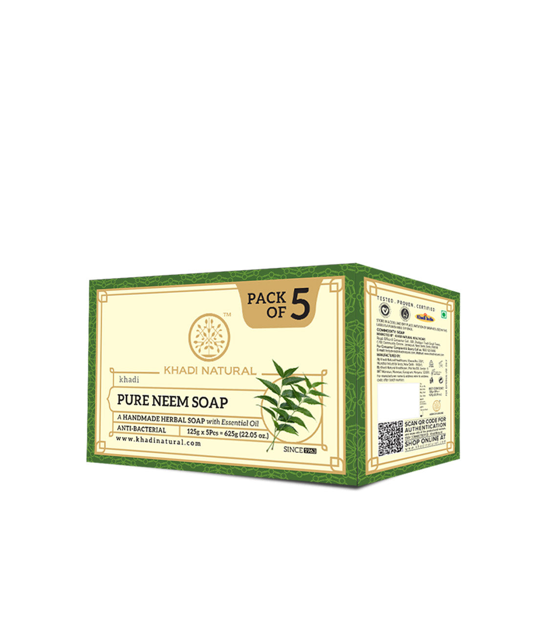 Khadi Natural Herbal Pure Neem Soap Combo Pack Of 5 β 125gm Each