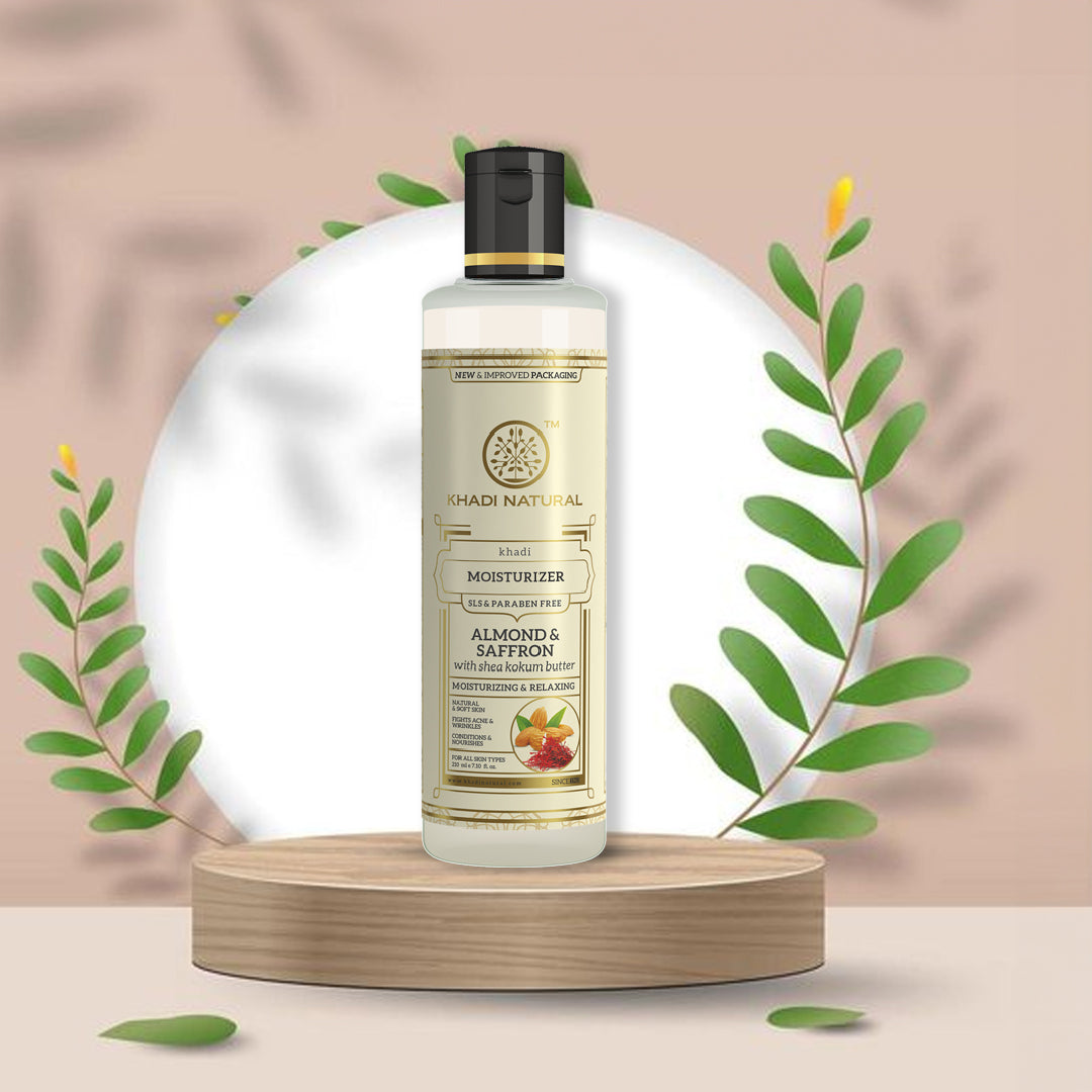Khadi Natural Almond & Saffron Moisturizer- SLS & Paraben Free - 210gm