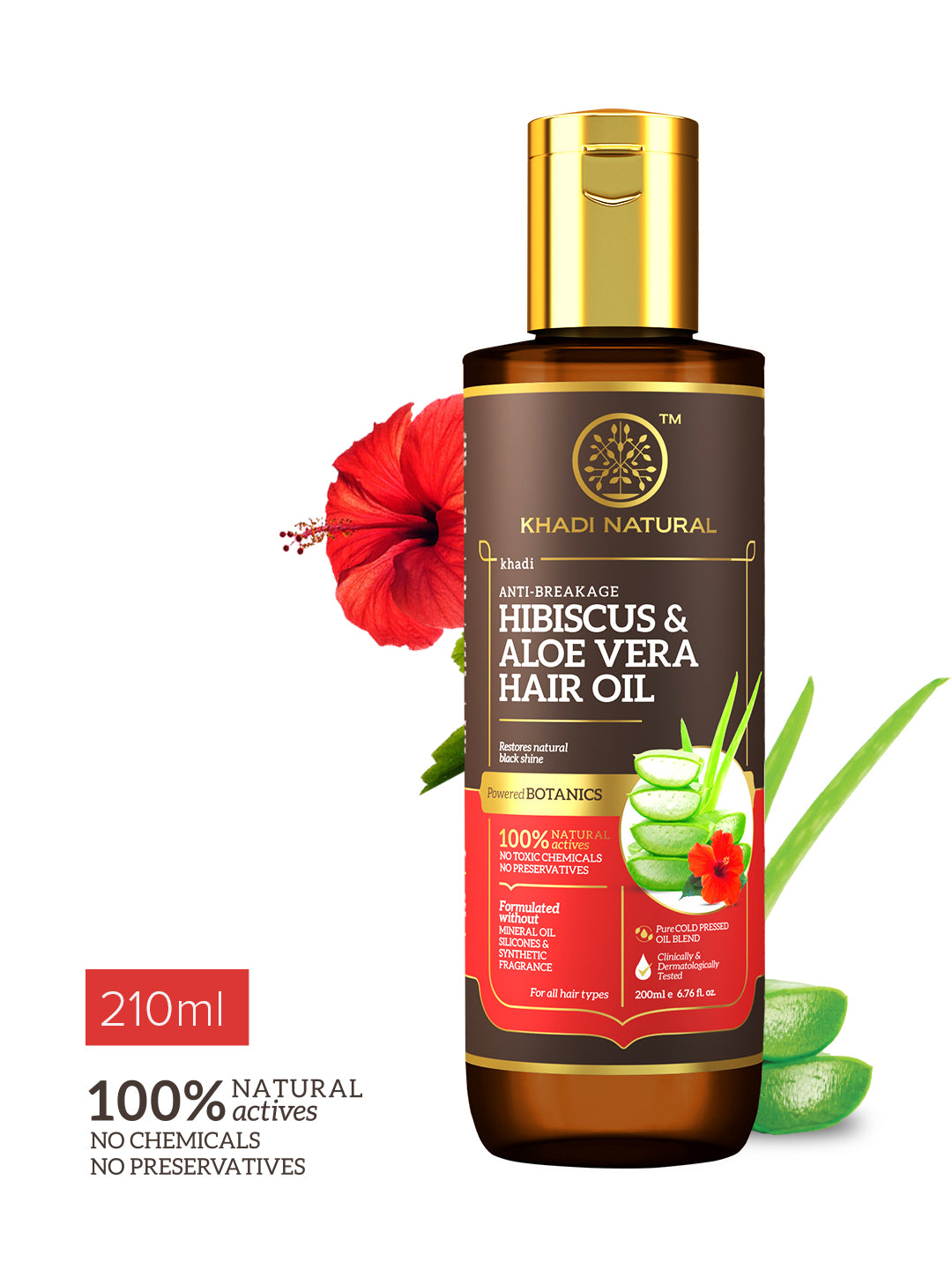 Khadi Natural Hibiscus & Aloe Vera Hair Oil - Mineral Oil, Silicones, Synthetic Fragrance Free - 200ml