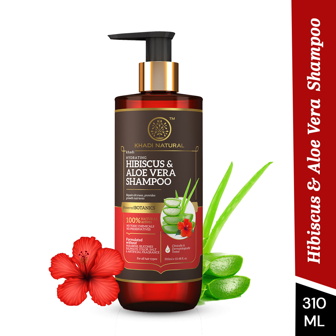 Khadi Natural Hibiscus & Aloe Vera Hair Cleanser - Parabens, Silicones, Sulphate, Color, Salt & Artificial Fragrance Free - 310ml
