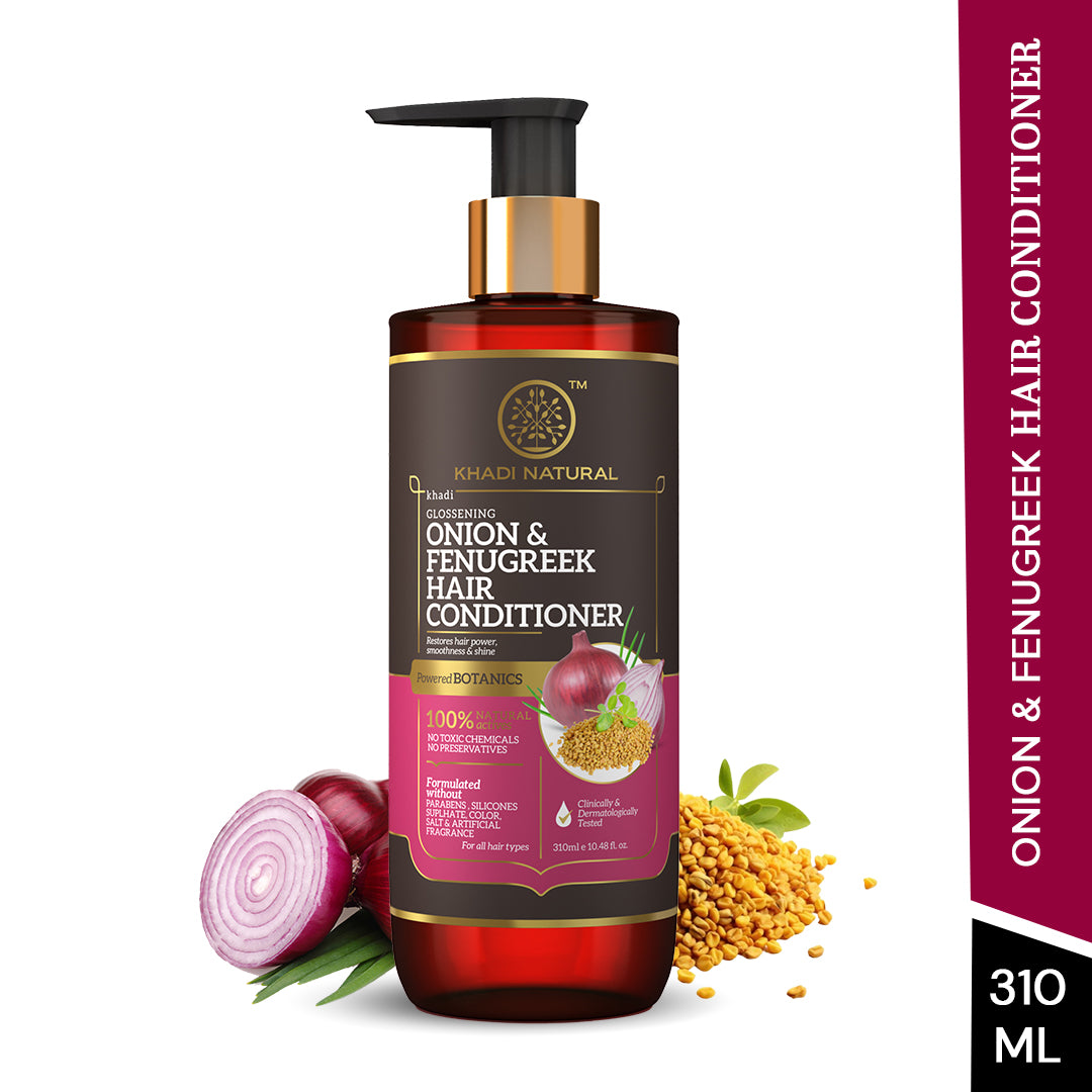 Khadi Natural Onion & Fenugreek Hair Conditioner - Paraben, Silicones, Sulphate, Color, Salt & Artificial Fragrance Free - 310ml