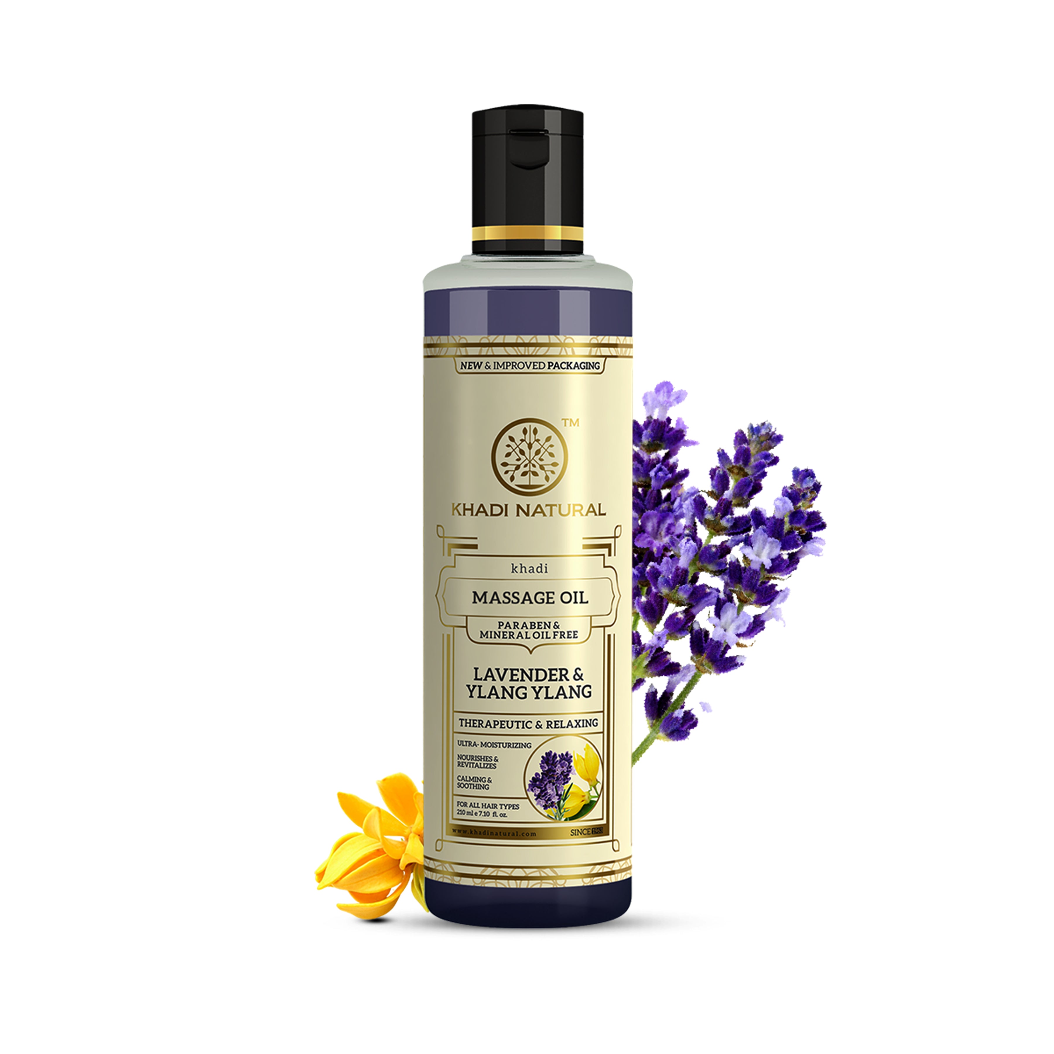 Khadi Natural Lavender & Ylang Ylang Massage Oil Paraben Mineral Oil Free - 210ml