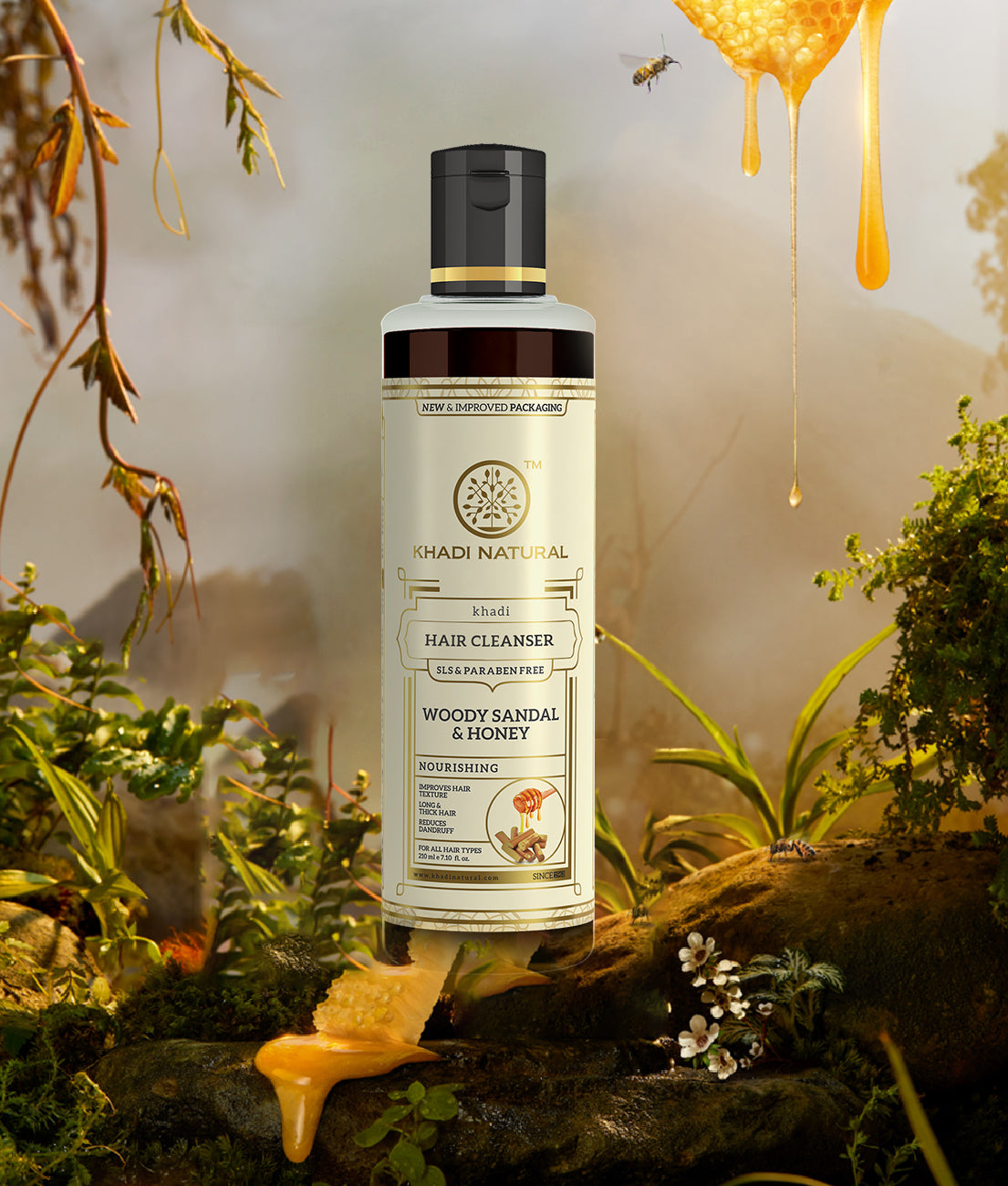 Khadi Natural Woody Sandal & Honey Hair Cleanser SLS & Paraben Free - 210ml Sale