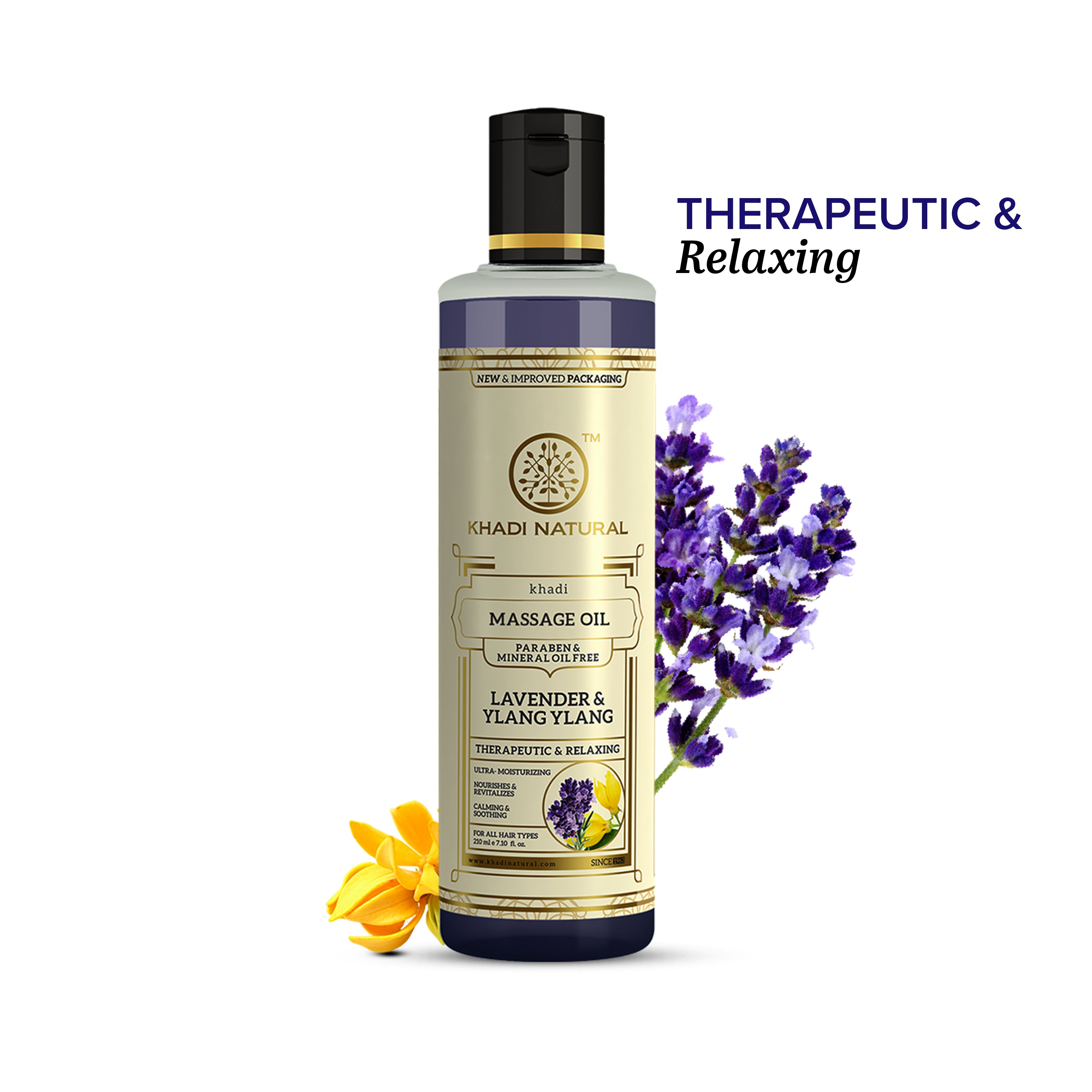 Khadi Natural Lavender & Ylang Ylang Massage Oil Paraben Mineral Oil Free - 210ml