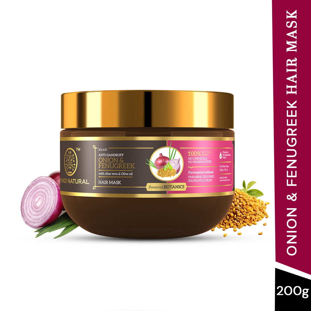 Khadi Natural Onion & Fenugreek Hair Mask – SLS, Paraben & Color Free - 200gm