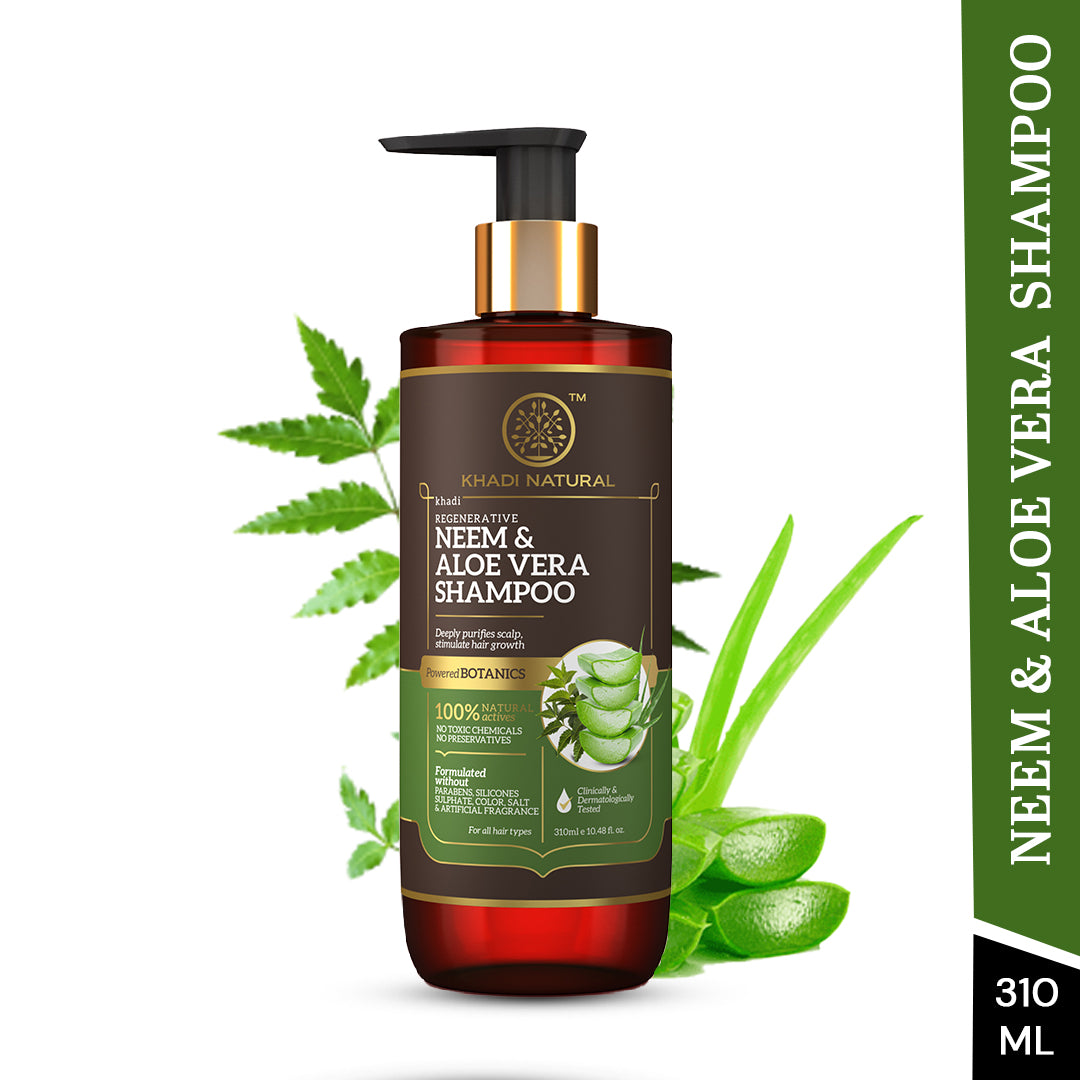 Khadi Natural Neem & Aloe Vera Hair Cleanser - Paraben, Silicones, Sulphate, Color, Salt & Artificial Fragrance Free - 310ml