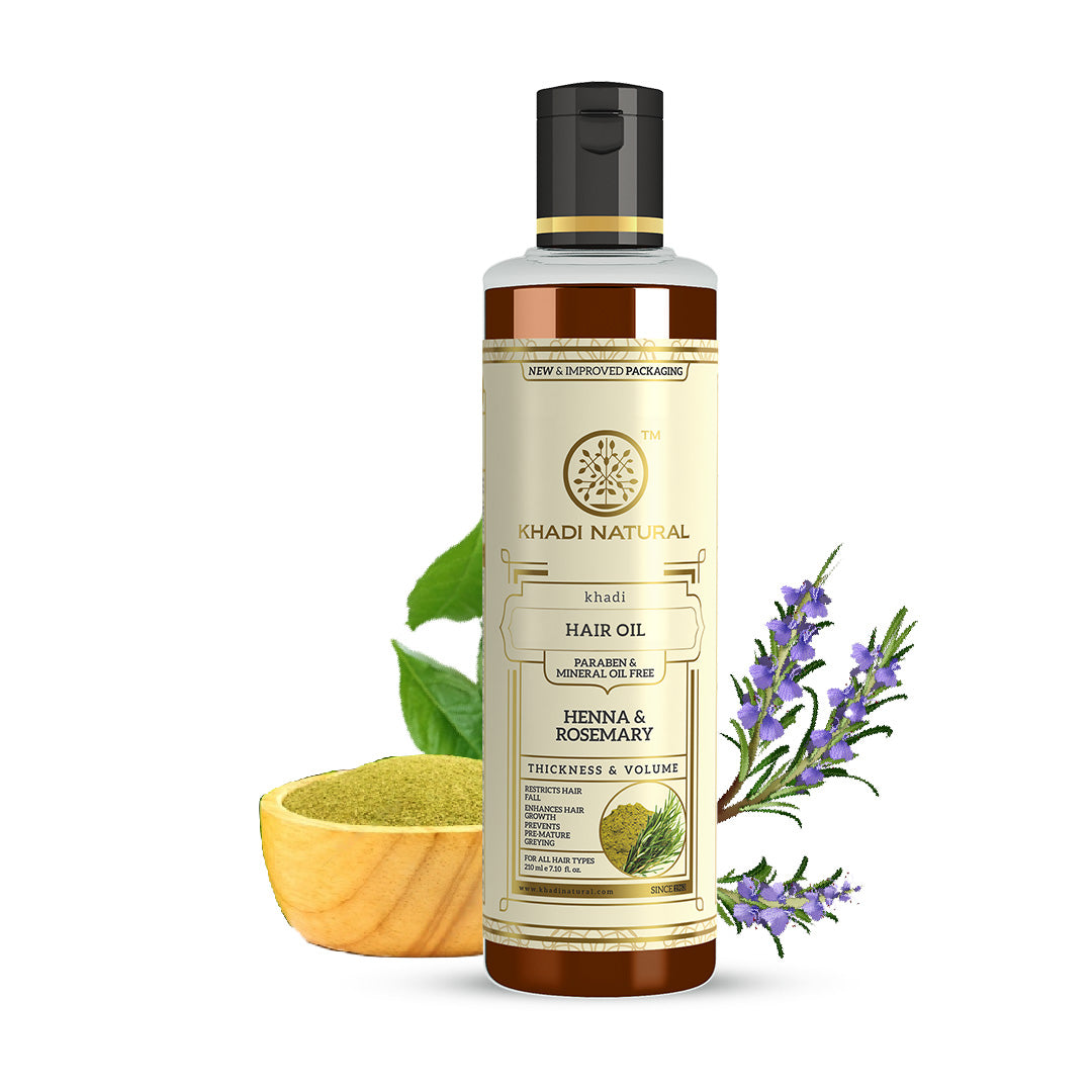 Khadi Natural Henna & Rosemary Hair Oil ā Paraben & Mineral Oil Free (210ml)