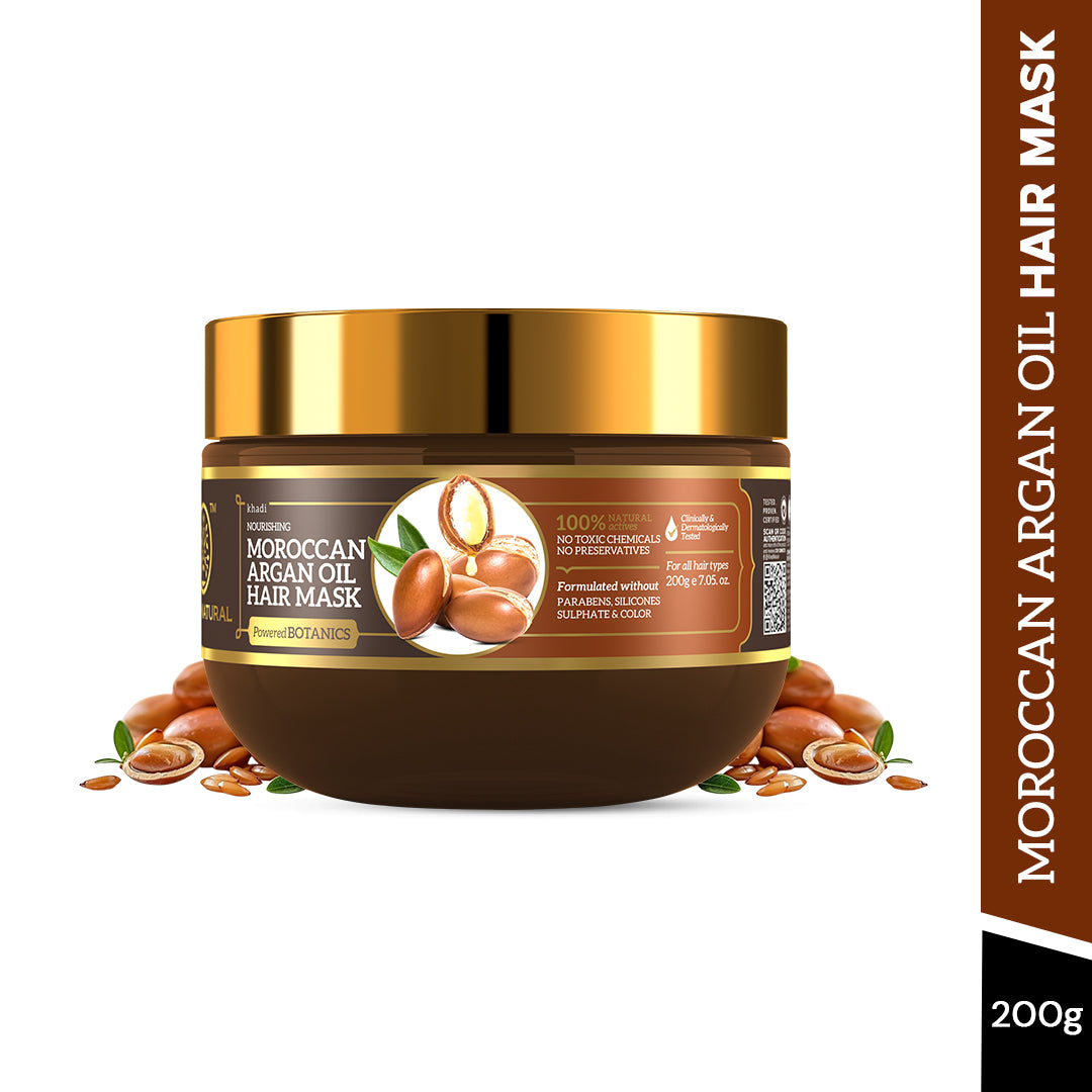 Khadi Natural Moroccan Argan Oil Hair Mask – SLS, Paraben & Color-Free - 200gm