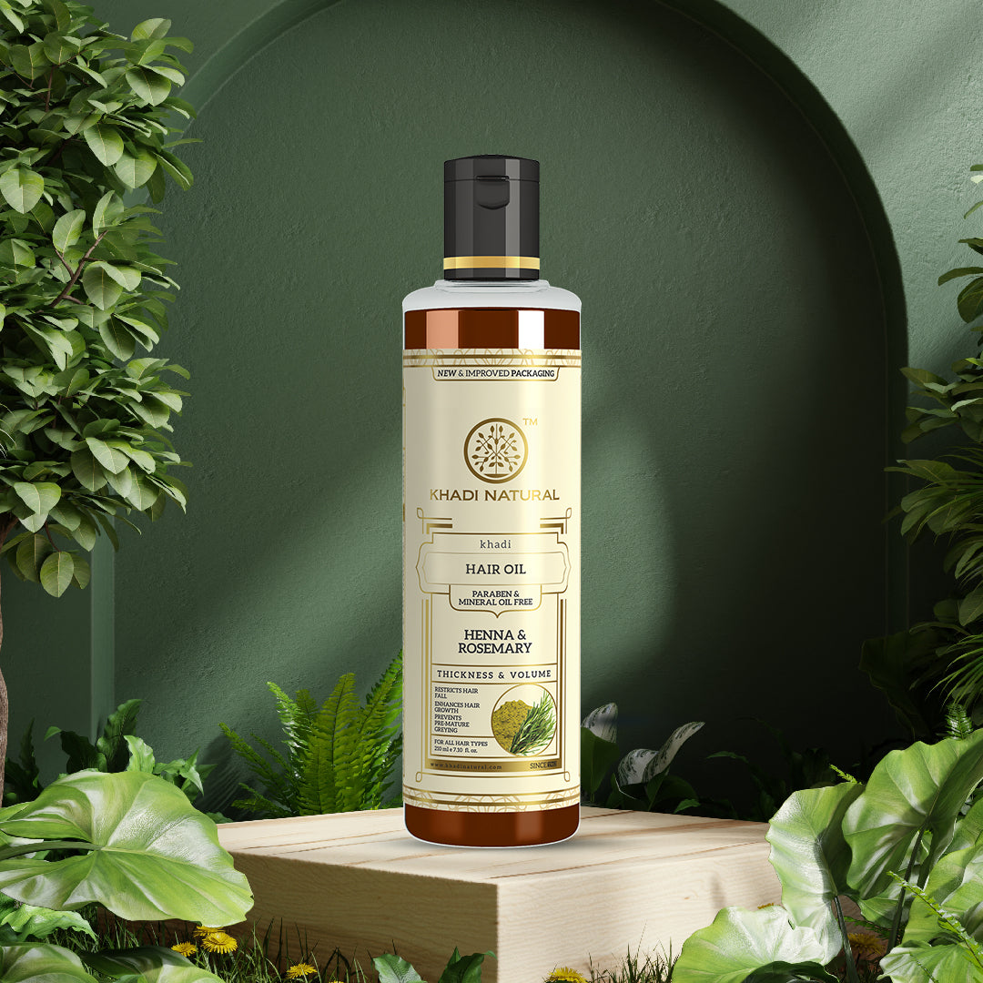 Khadi Natural Henna & Rosemary Hair Oil β Paraben & Mineral Oil Free (210ml)