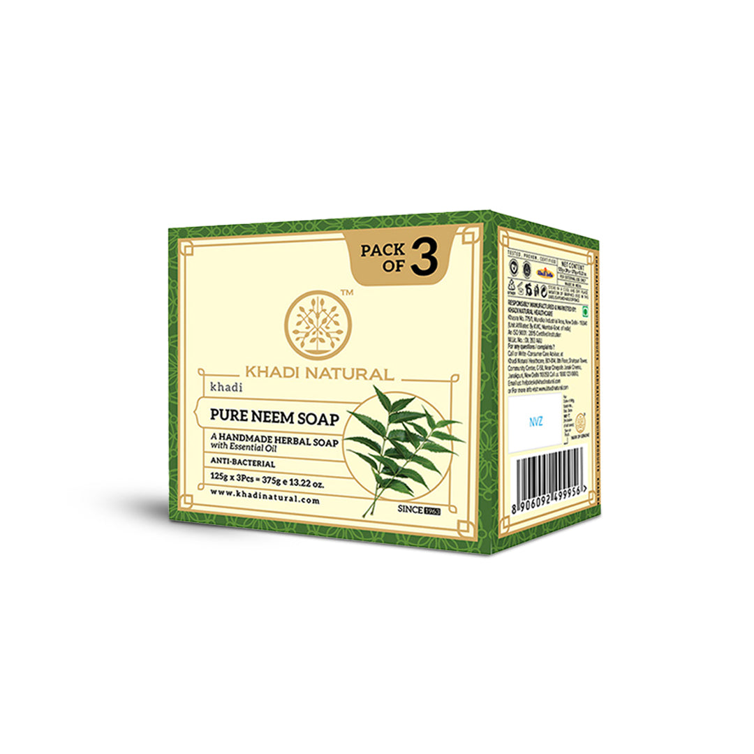 Khadi Natural Herbal Pure Neem Soap Combo Pack Of 3 – 125gm Each