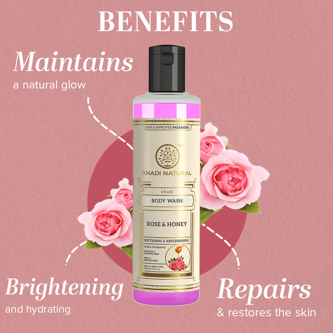 Khadi Natural Rose & Honey Body Wash - 210ml