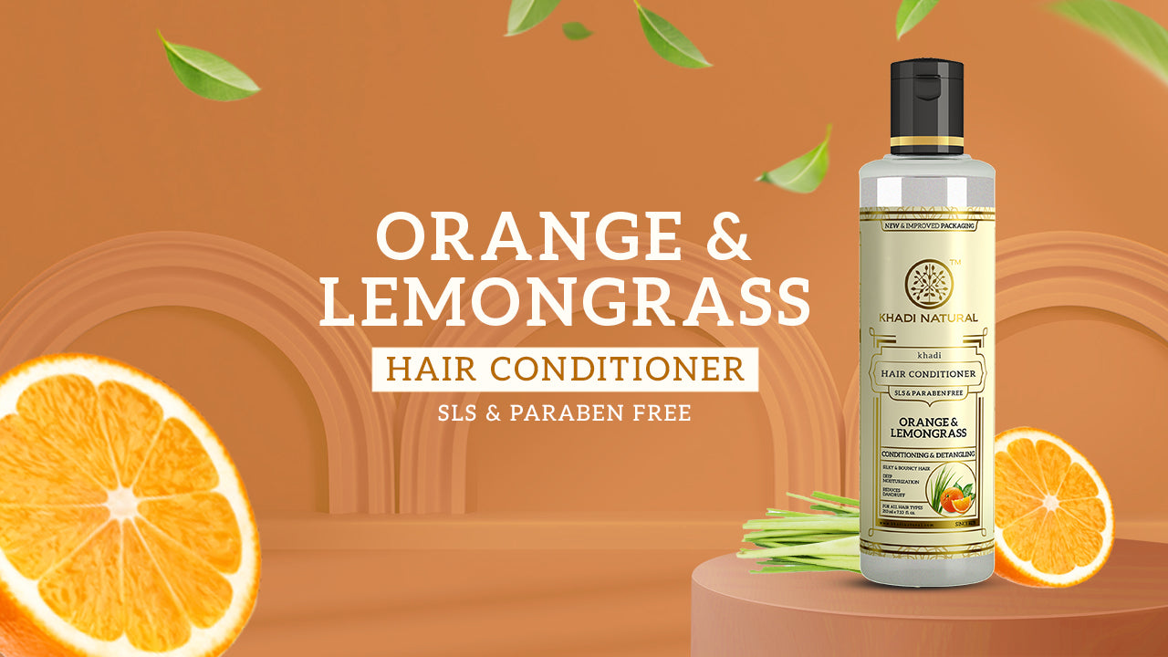 Khadi Natural Herbal Orange Lemongrass Hair Conditioner- SLS & Paraben Free - 210ml
