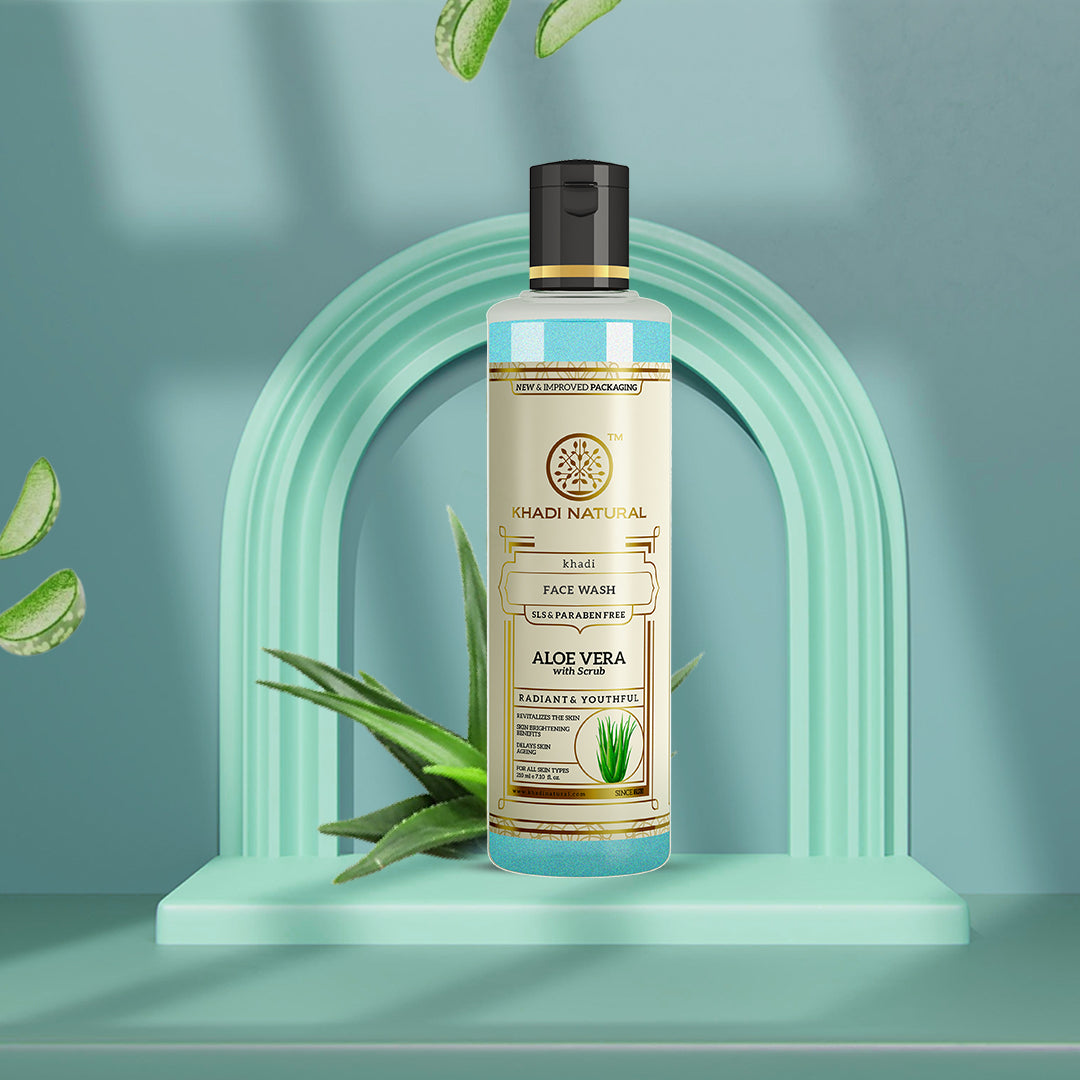Khadi Natural Aloevera Face Wash with Scrub SLS & Paraben Free - 210ml