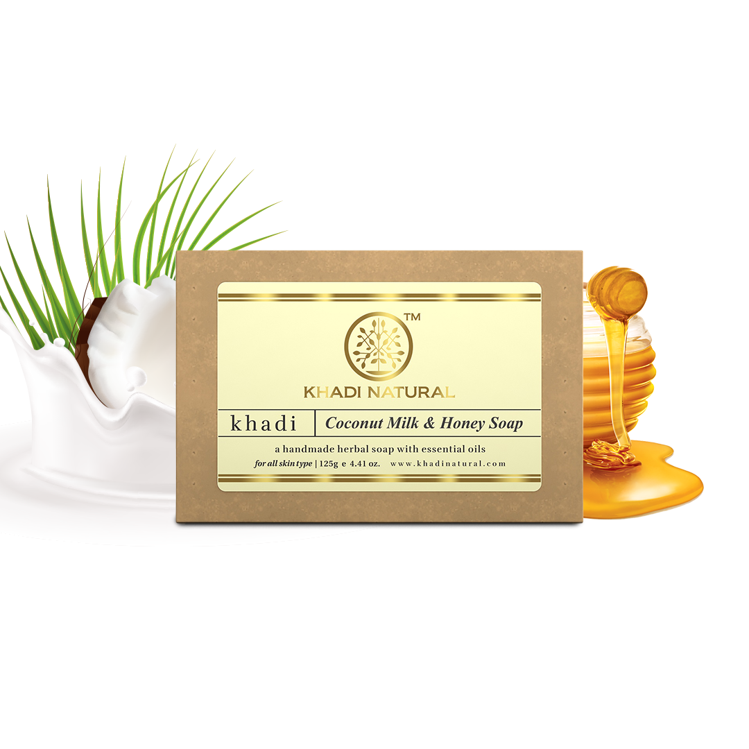 Khadi Natural Herbal Coconut Milk & Honey Soap Combo Pack Of 3 β 125gm Each