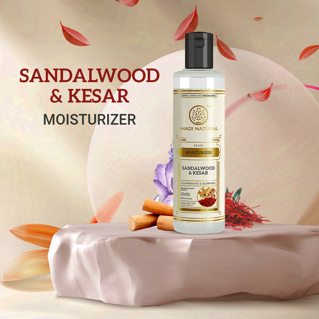 Khadi Natural Sandalwood & Kesar Moisturizer Combo Pack of 2 - 210ml Each