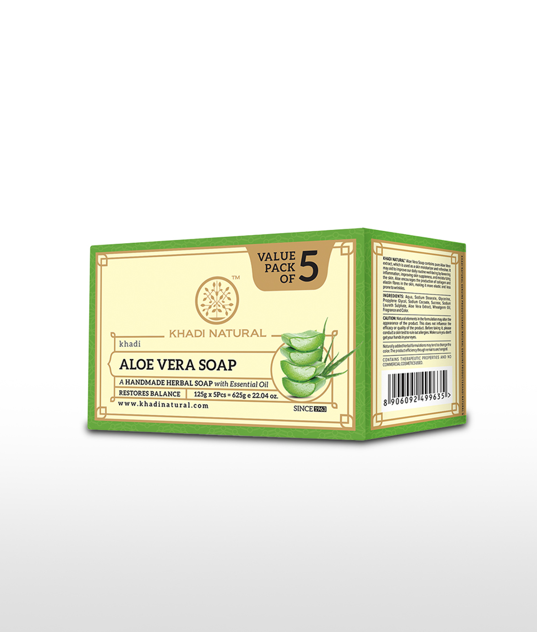 Khadi Natural Aloe Vera Soap Combo Pack Of 5 – 125gm Each