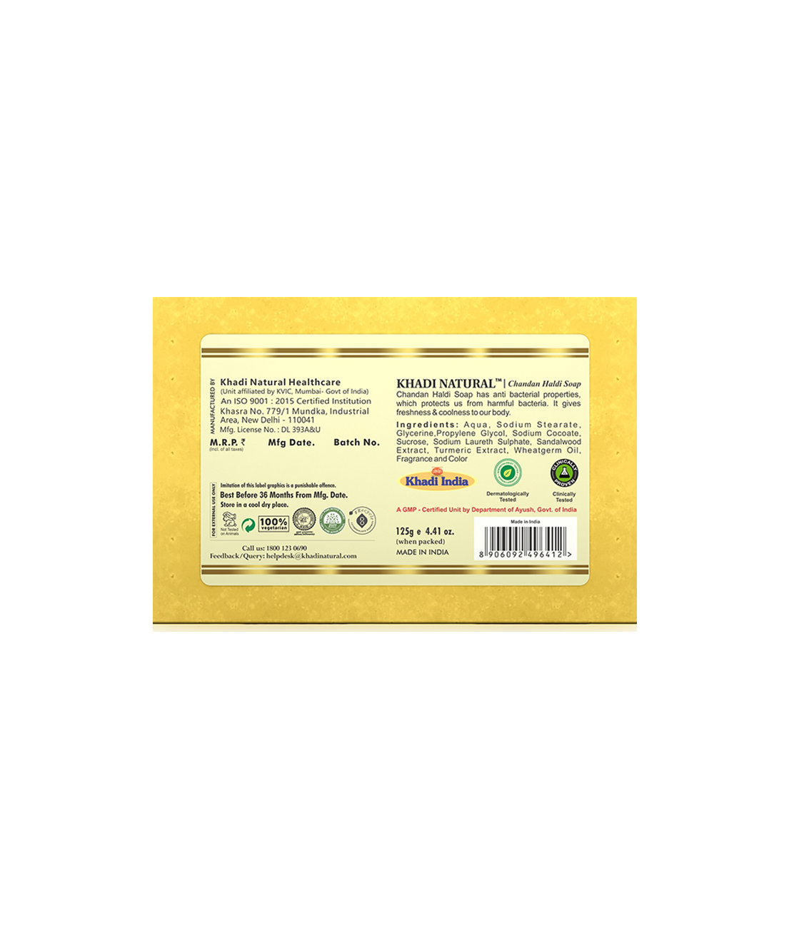 Khadi Natural Chandan Haldi Soap - 125gm
