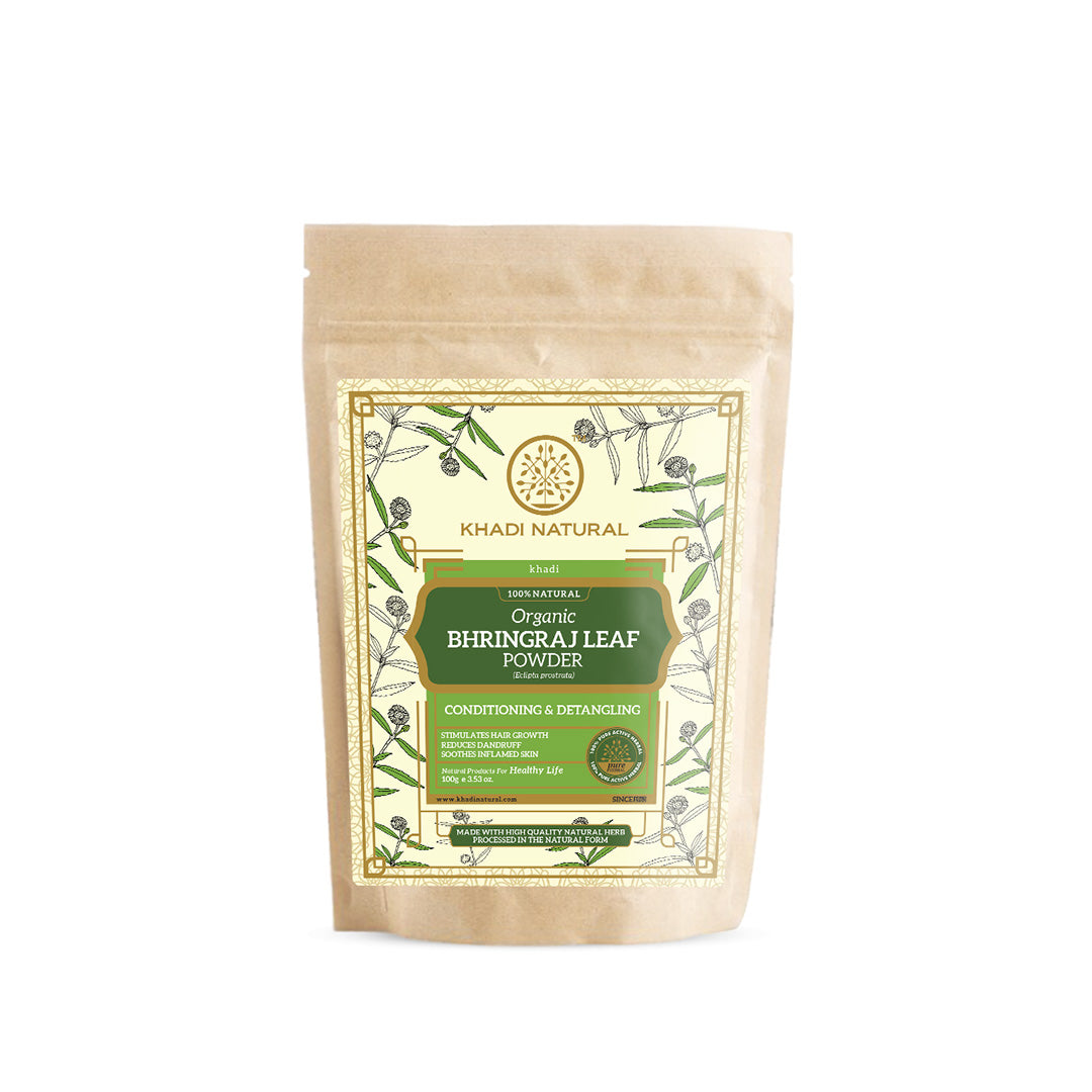 Khadi Natural Organic Bhringraj Leaf Powder For Hair - 100% Natural - 100gm