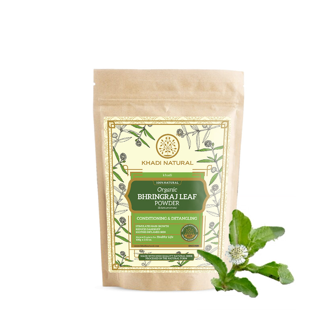 Khadi Natural Organic Bhringraj Leaf Powder For Hair - 100% Natural - 100gm