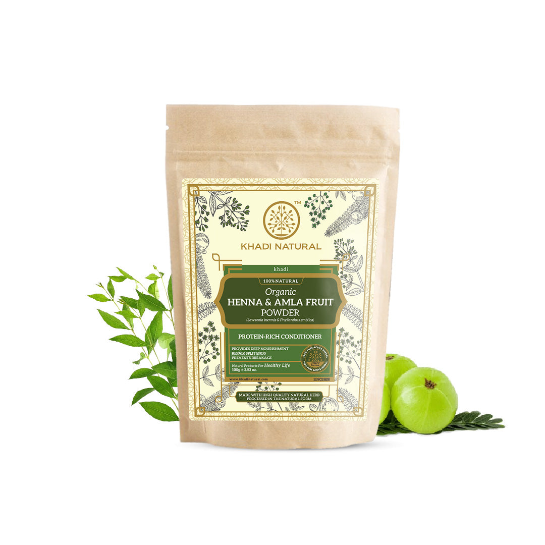 Khadi Natural Organic Henna & Amla Fruit Powder For Hair Care - 100% Natural - 100gm