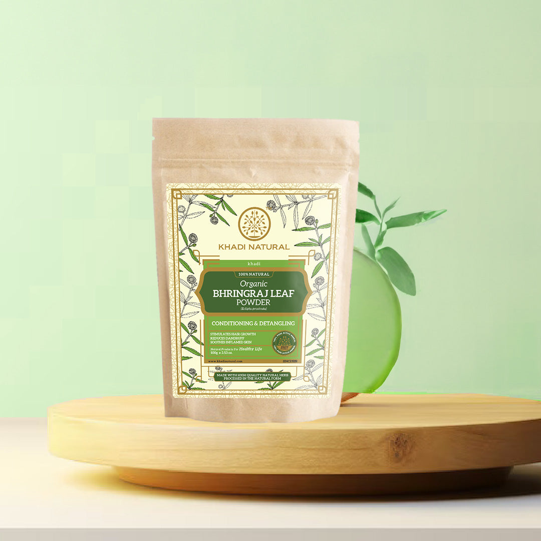 Khadi Natural Organic Bhringraj Leaf Powder For Hair - 100% Natural - 100gm