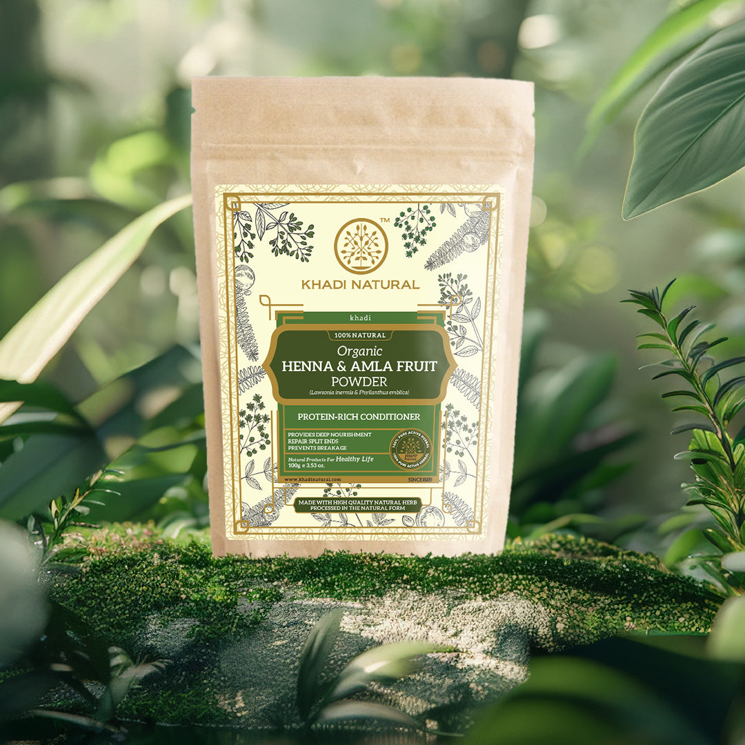 Khadi Natural Organic Henna & Amla Fruit Powder For Hair Care - 100% Natural - 100gm