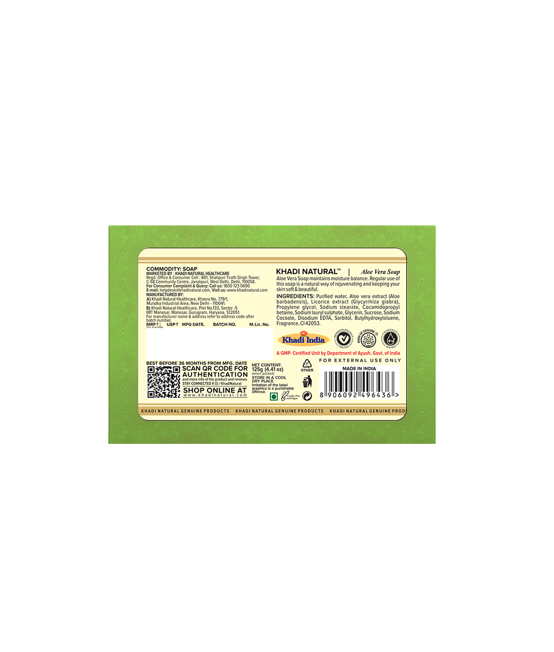 Khadi Natural Herbal Aloevera Soap - 125gm