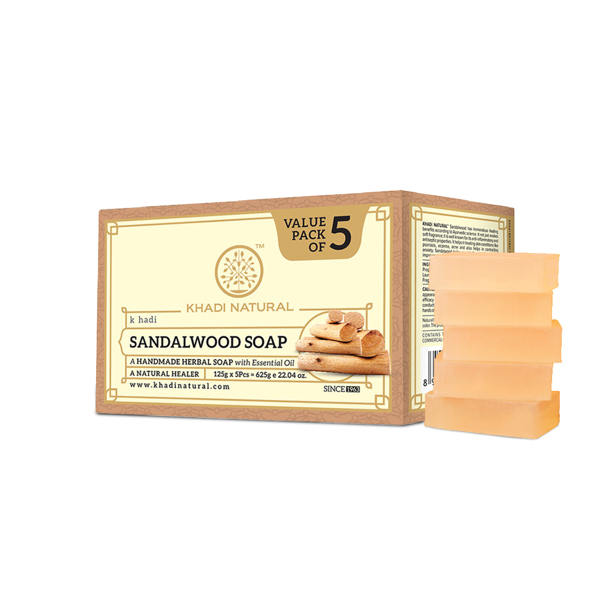 Khadi Natural Sandalwood Soap (Pack of 5)