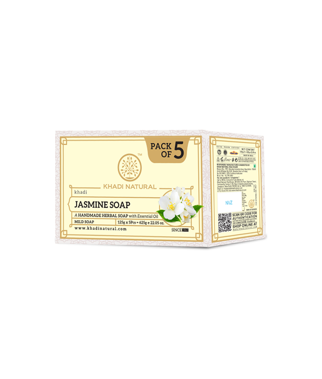 Khadi Natural Herbal Jasmine Soap Combo Pack Of 5 – 125gm Each